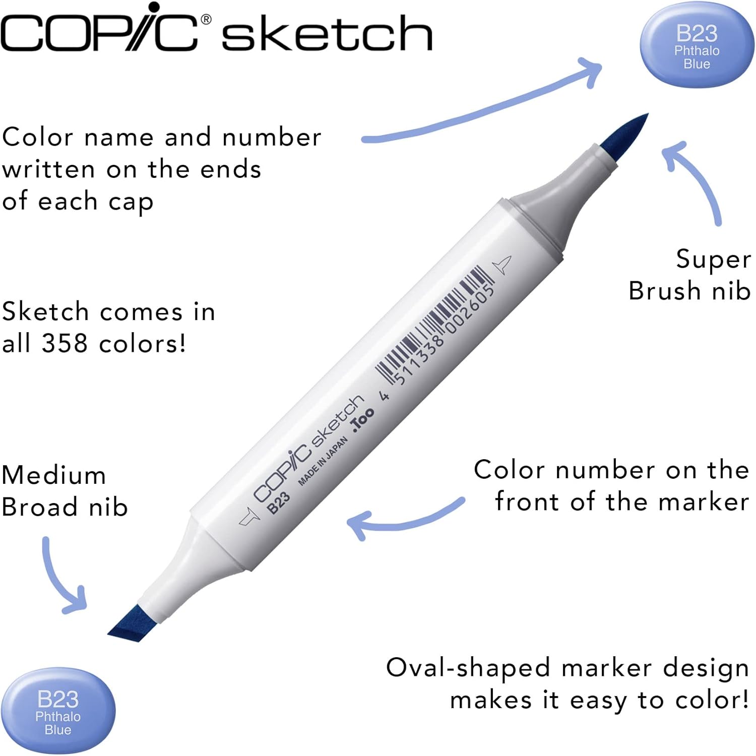 Copic Sketch Alcohol Marker 5 Colors + Multiliner SP Set, Sketching Grays - Image 4