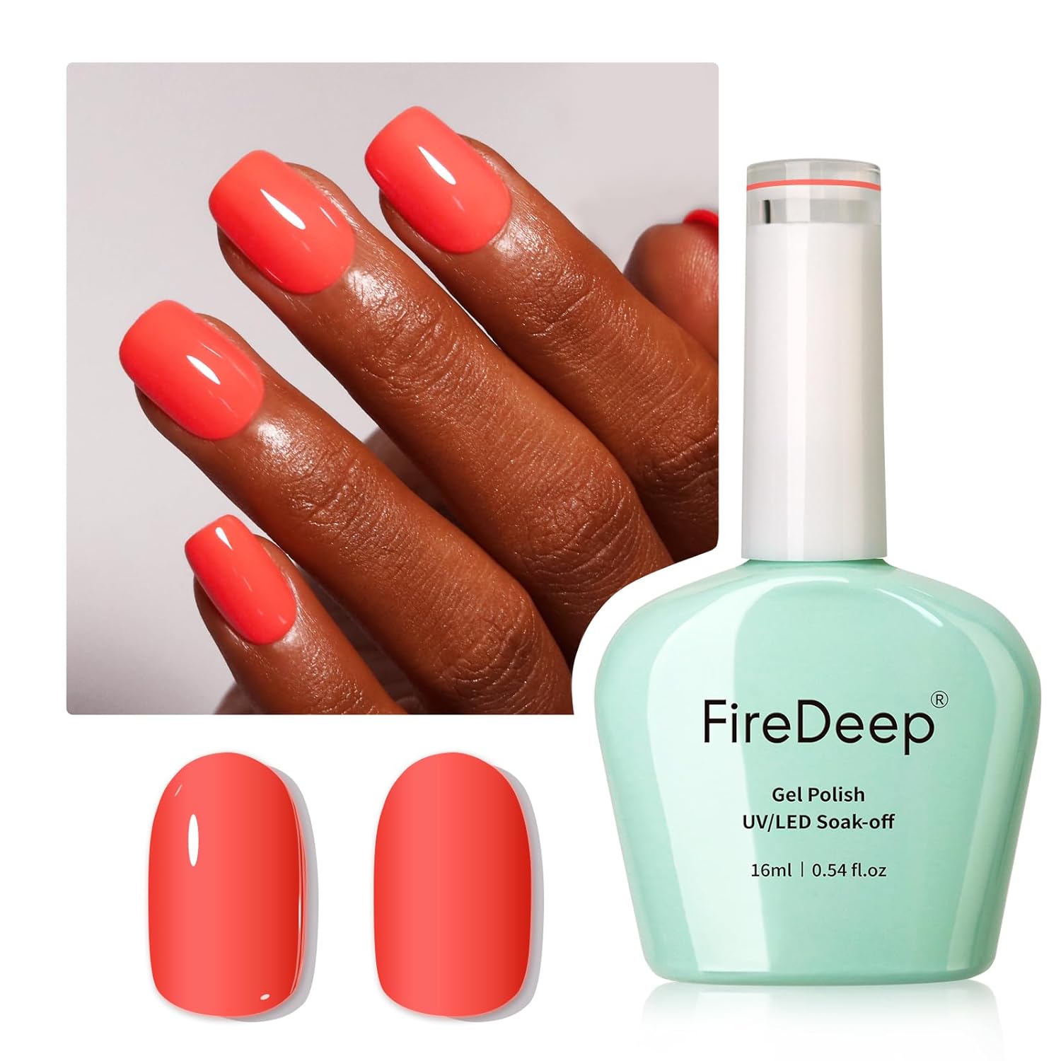 Coral Gel Nail Polish, 0.54 Fl Oz Large Bottle Coral Gel Polish Manicure Salon UV/LED Soak Off