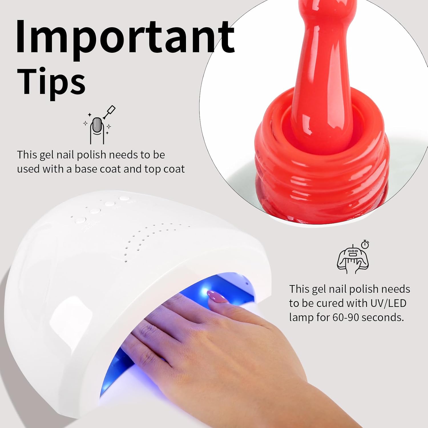 Coral Gel Nail Polish, 0.54 Fl Oz Large Bottle Coral Gel Polish Manicure Salon UV/LED Soak Off - Image 6