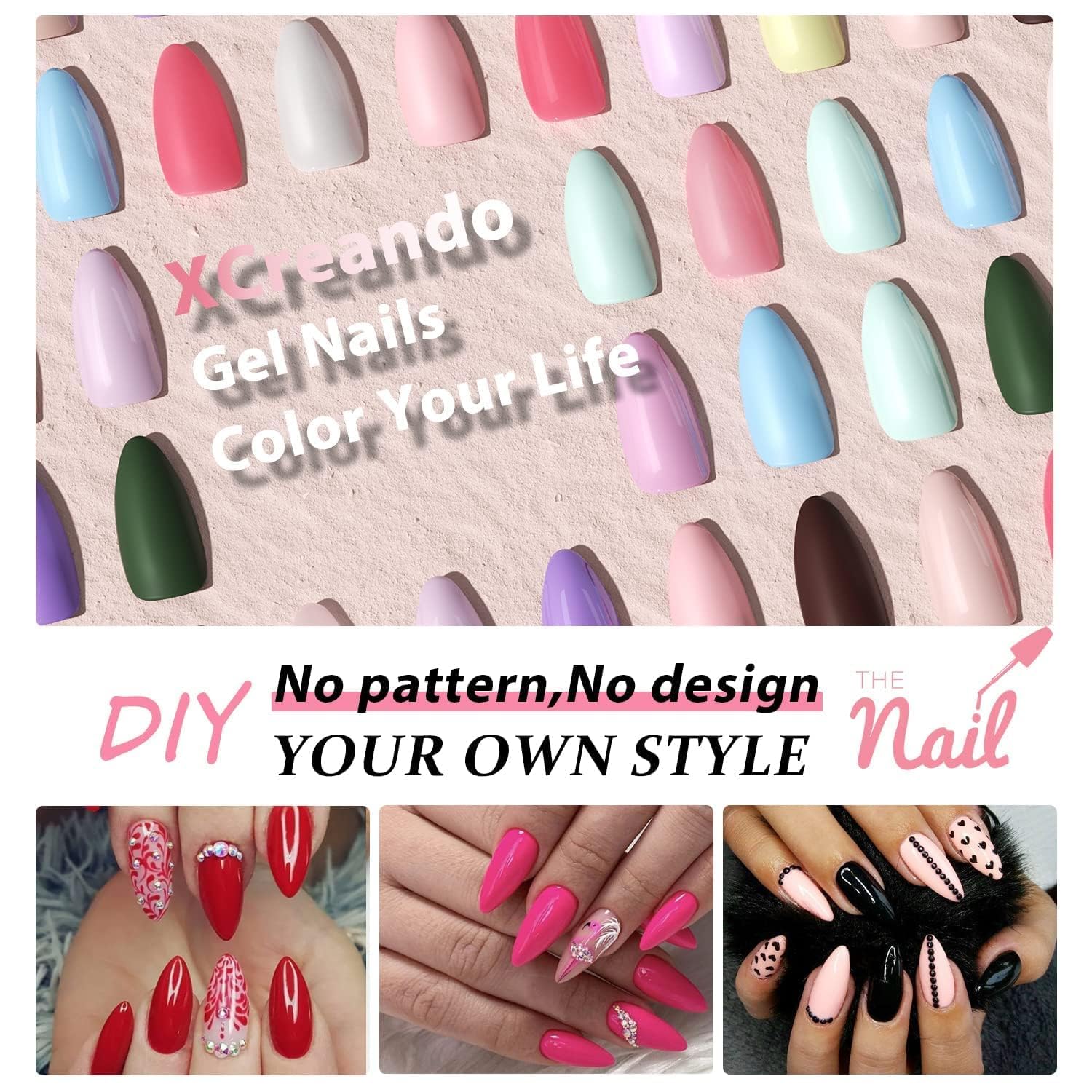 Coral Press on Nails Almond Shaped Nails Press ons, Medium Fake Nails Almond Acrylic Nails Glue on Nail Medium Length False Nail for Women Thick Natural Gel Stiletto 24Pcs - Image 6