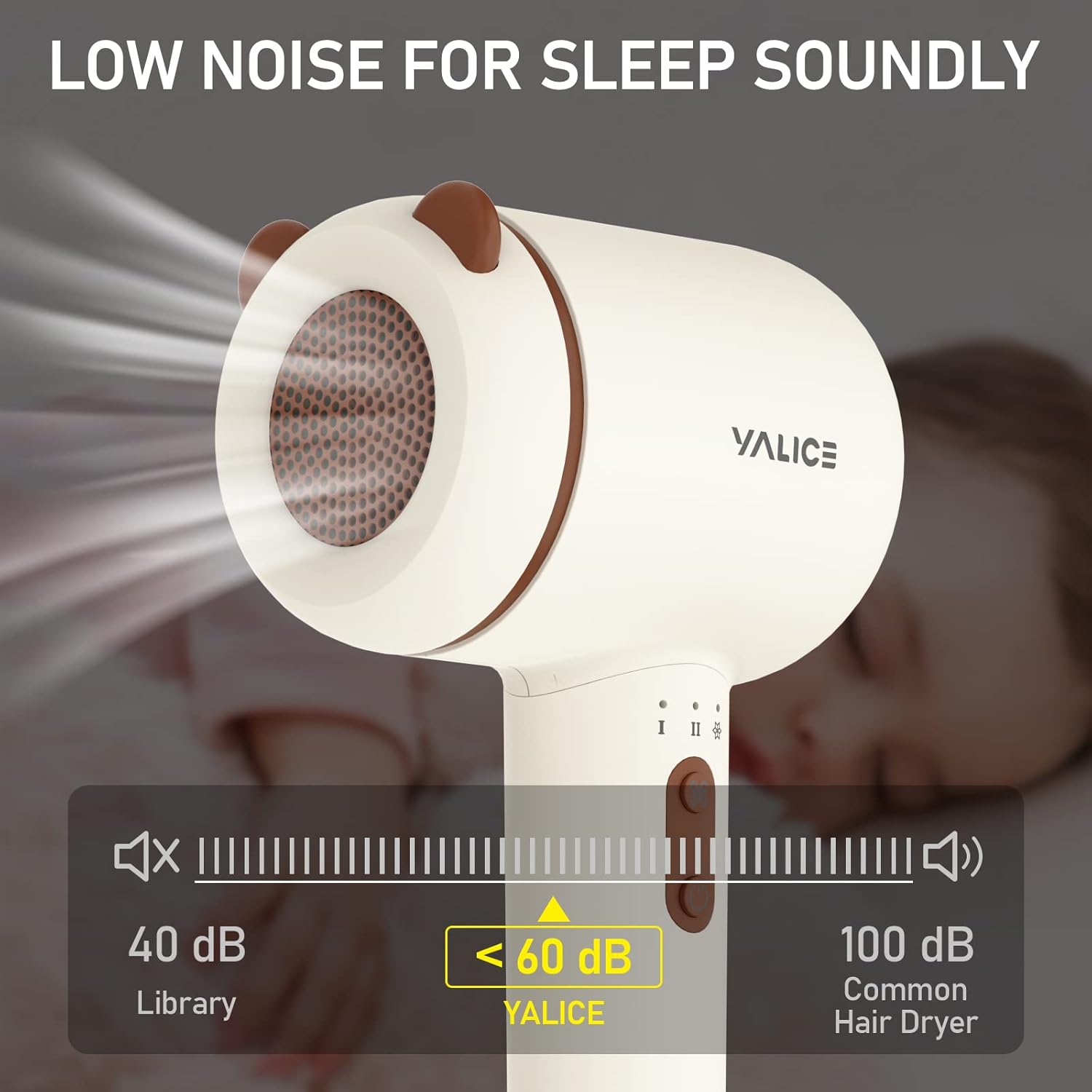 Rechargeable Cordless Baby Hair Dryer for Infants and Toddlers 0-3 Years, Gentle Low Heat, 3 Speeds, Khaki - Image 4