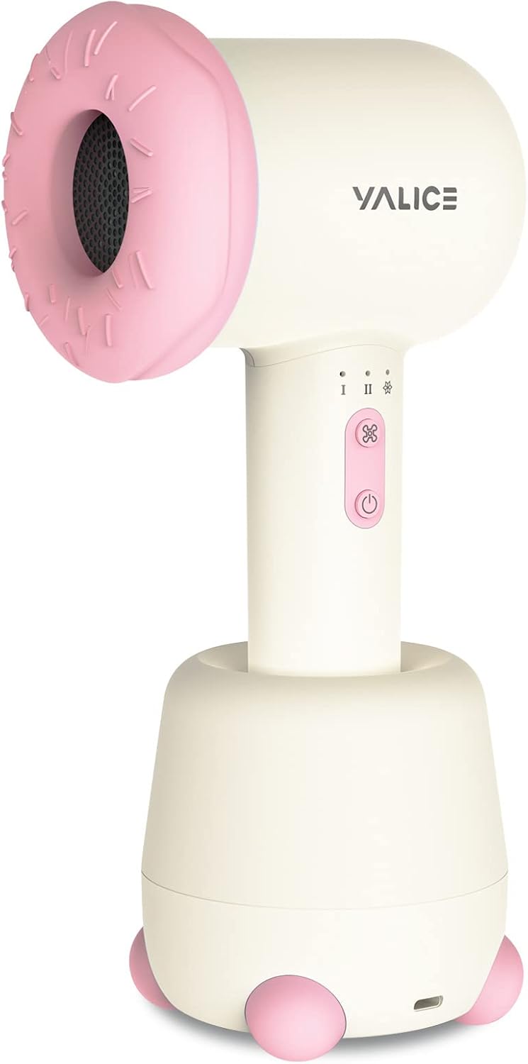 Cordless Hair Dryer for Baby, Mini Kids Hair Blow Dryer Rechargeable Low Noise Gentle Heat for Infant Butt Skin with 3 Speed Settings, 0-3 Years Using (Pink) - Image 3