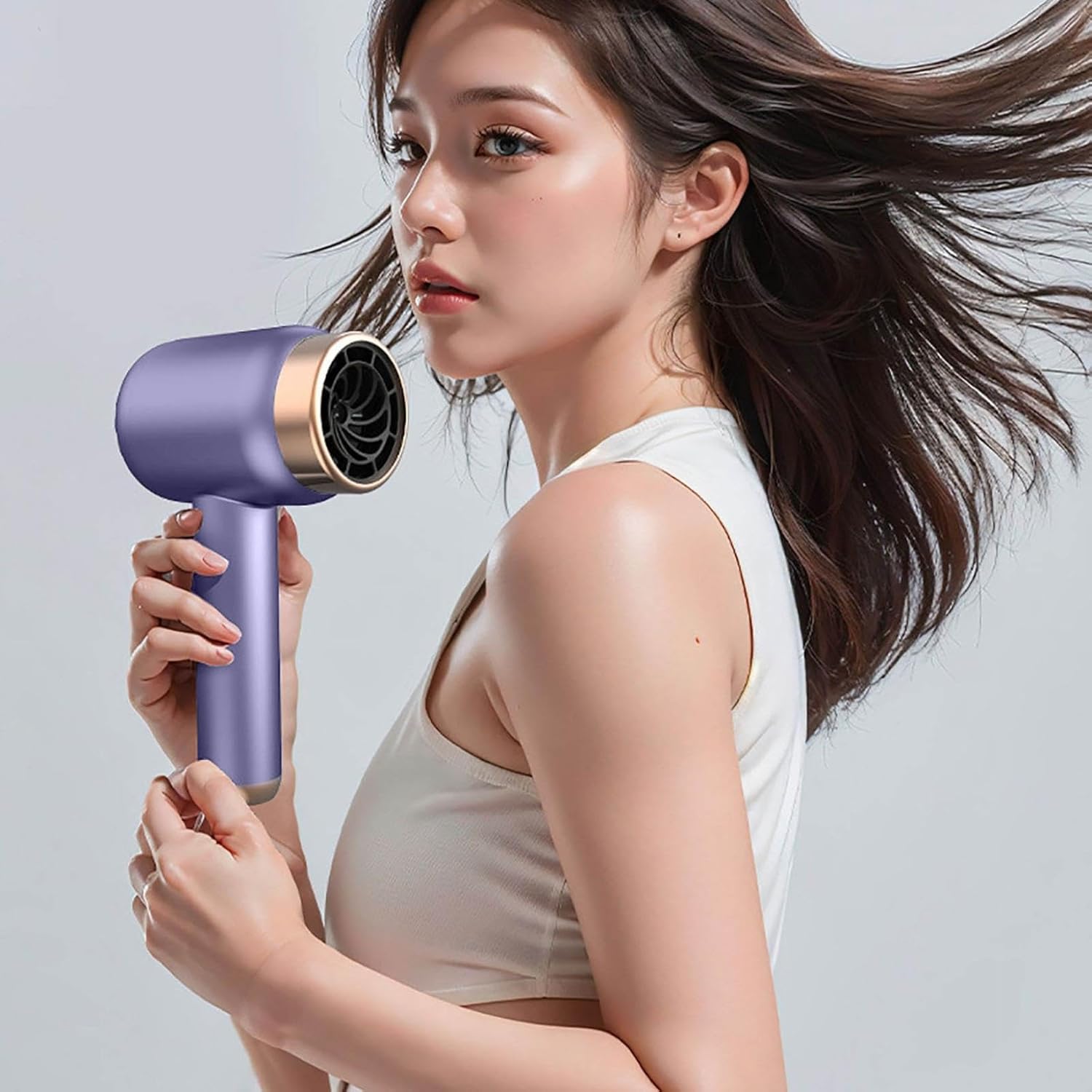 Cordless Hair Dryer for Women with Battery, Rechargeable Blow Dryer, Rechargeable Hair Dryer with USB Charging Hot Cold Wind Wireless Hair Dryers with Battery for Travel Camping Use (Purple#) - Image 2