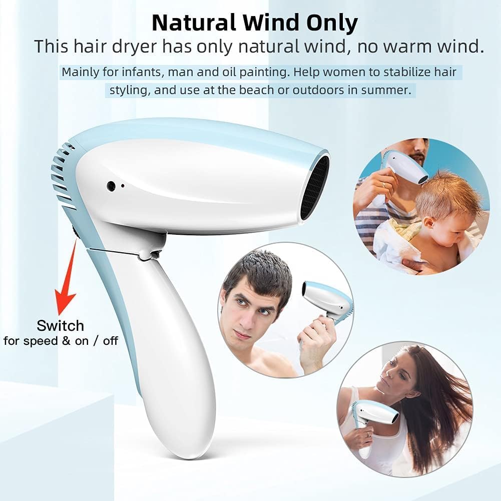 Cordless Hair Dryer - Only Cold Wind Battery Operated Hair Dryer - Rechargeable Portable Hairdryer for Indoor, Outdoor, Camping, Tourism - Image 3