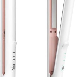 Cordless Hair Straightener and Curler 2 in 1, Fast Heating Ceramic Flat Iron, Rechargeable Wireless Straightening Iron for Women, Portable Travel Hair Styler (White)