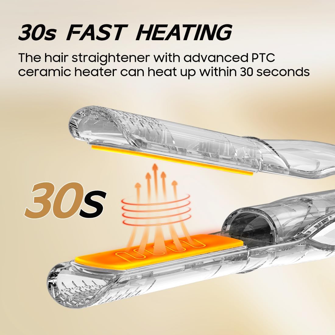 Cordless Hair Straightener and Curler 2 in 1, Fast Heating Cordless Flat Iron, Ultra-Light Portable Straightener for On The Go, Anti-Scald Design with USB-C Charging& Negative Ion Technology (White) - Image 6