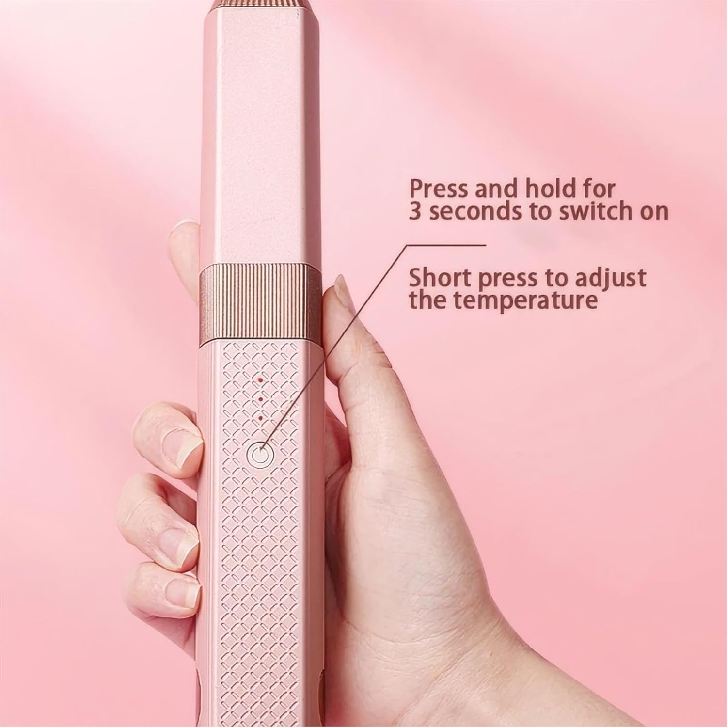 Portable Cordless 2-in-1 Ceramic Mini Hair Straightener and Curler with Adjustable Heat, Pink - Image 5