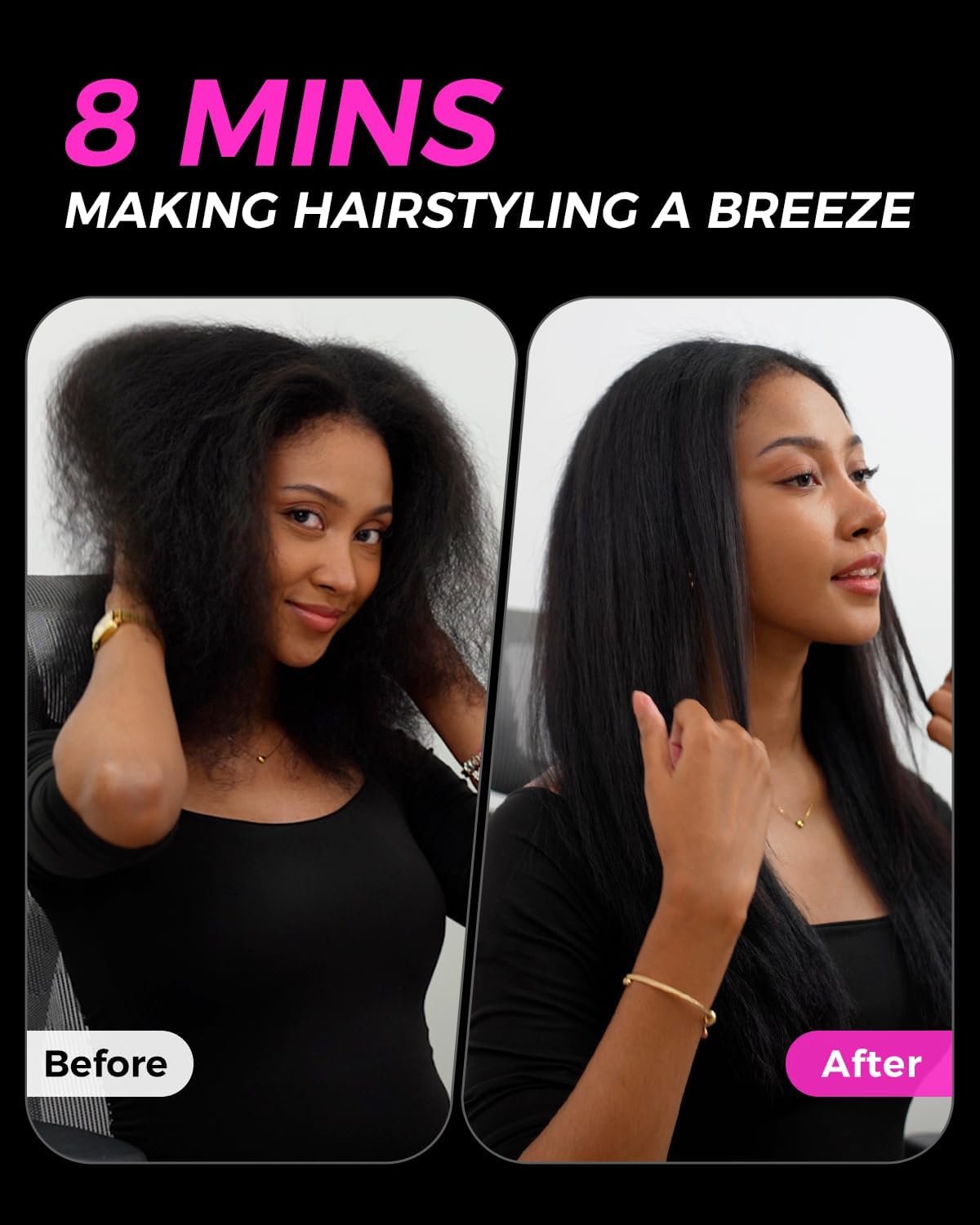 Cordless Hair Straightener Brush, Portable Straightening Brush for Travel, 100 Million Negative Ionic Mini Hair Straightener Comb for Women, with 6 Temps & 20s Fast Heating, Anti-Scald - Image 3