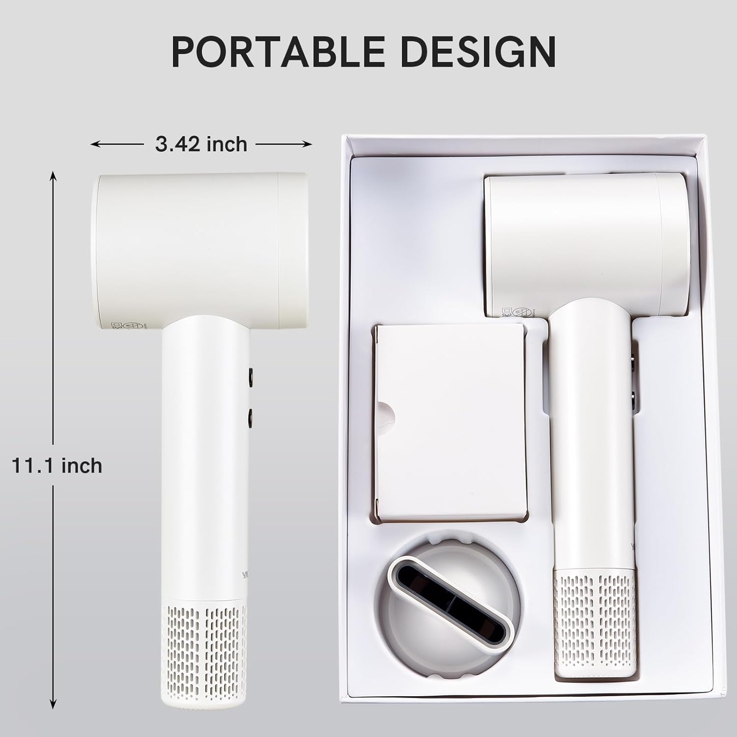 Cordless Ionic Hair Dryer with Digital Screen, 4 Mode Charging Blow Dryer with Magnetic Nozzle, Travel Hair Dryer for Women Kids Outdoor Camping Beaches (White) - Image 8