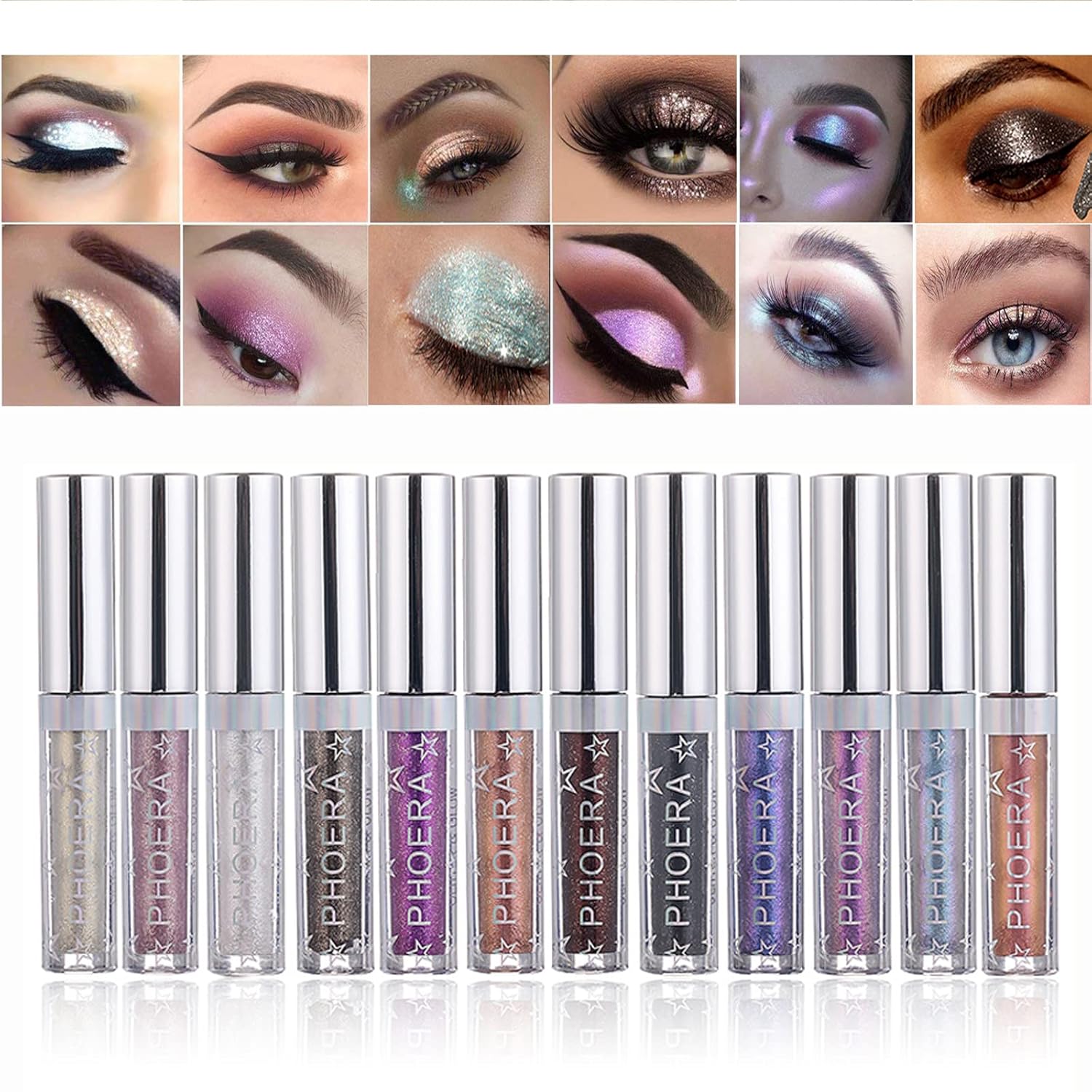 Corleone Glitter Eyeshadow, Liquid Shiny Shimmer Eyeliner, Waterproof Metallic Long Lasting, Quick-Drying, Opaque, Gel-Based Formula, Multi-Dimensional Eye Looks Kit Eye Shadow Set (A1) - Image 8