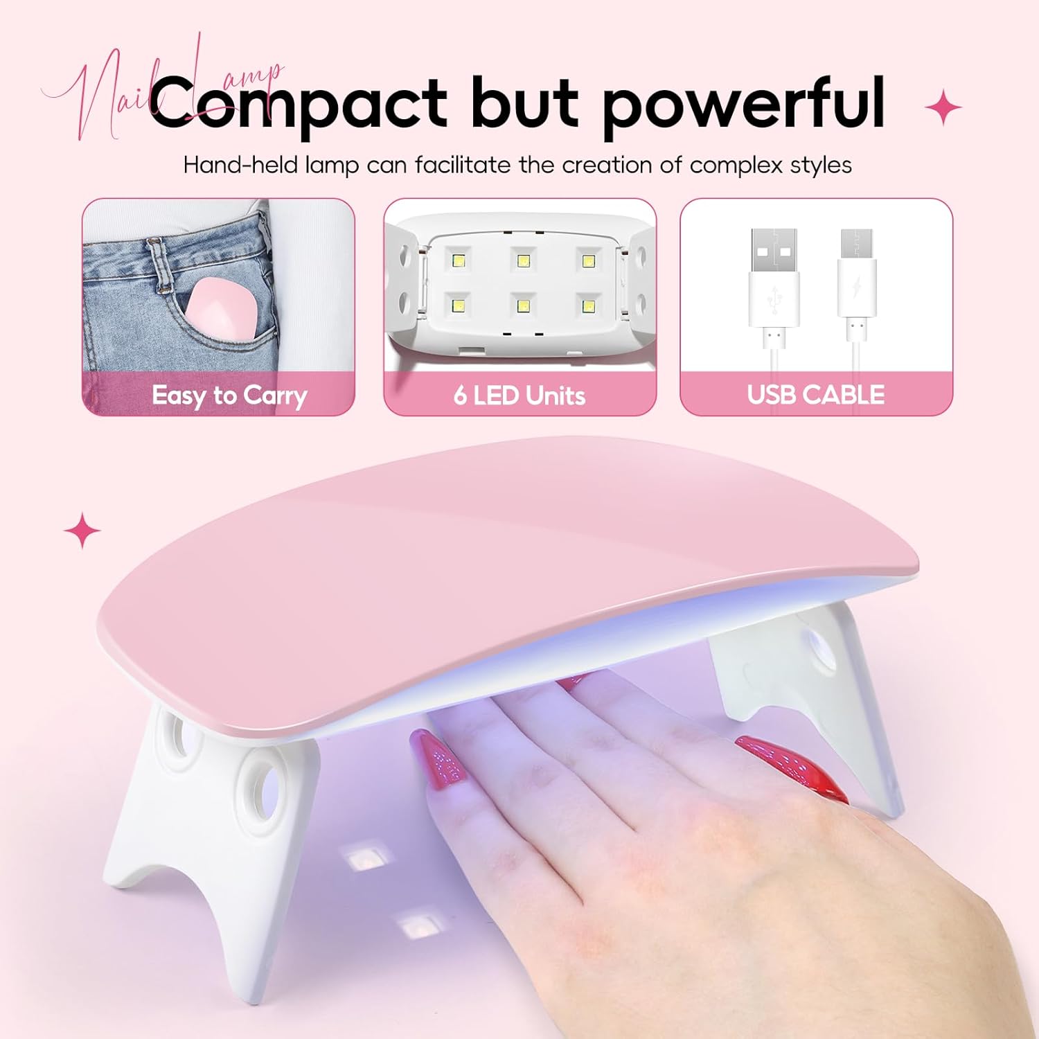 COSCELIA Acrylic Nail Kit with Everything, Pink White Nude Clear Acrylic Powder with Drill U V Light Sequin Glitter Decoration Powders Base Top Coat Nails Kit for Beginners Home Nail DIY - Image 7