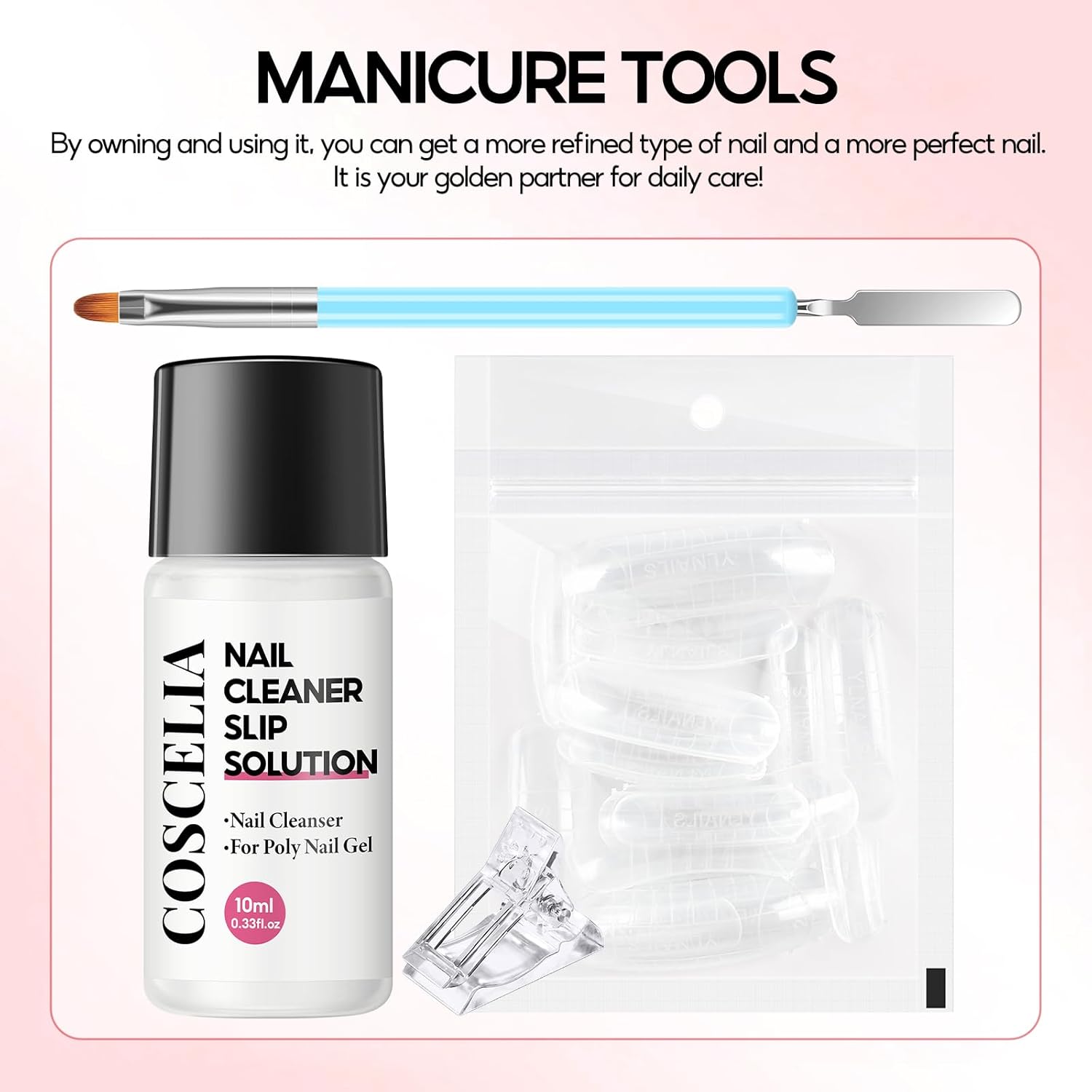 COSCELIA Poly Nail Gel Kit Starter Kit with U V Lamp 3PC Coscelia Poly Extension Gel for Beginners Clear Pink White Nail Art Quick Building Gel Manicure Kits Gift for Women DIY at Home - Image 7
