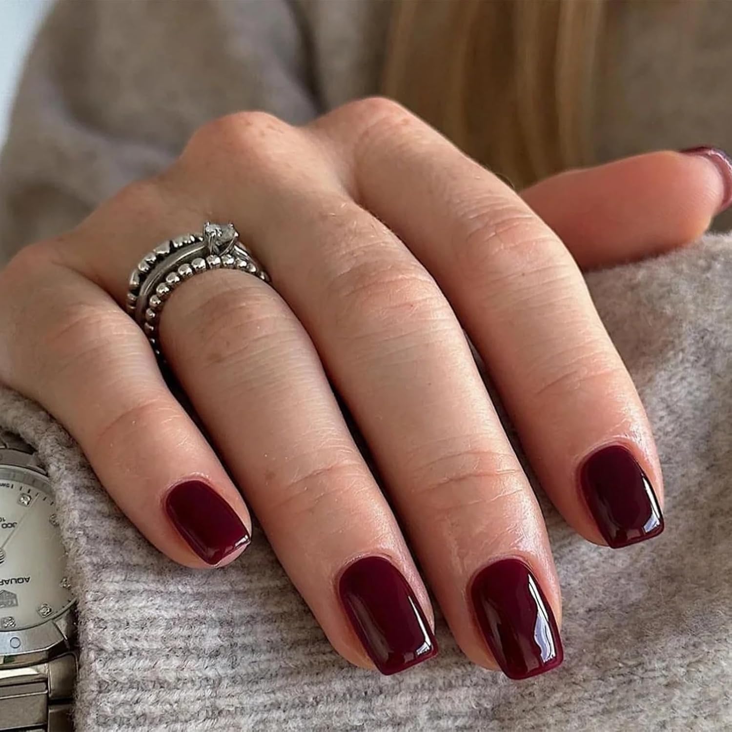 COSMOO Cherry Red Quick Dry Nail Polish, Wine Red Fingernail Air Dry Nail Lacquer for Nail Art Varnish