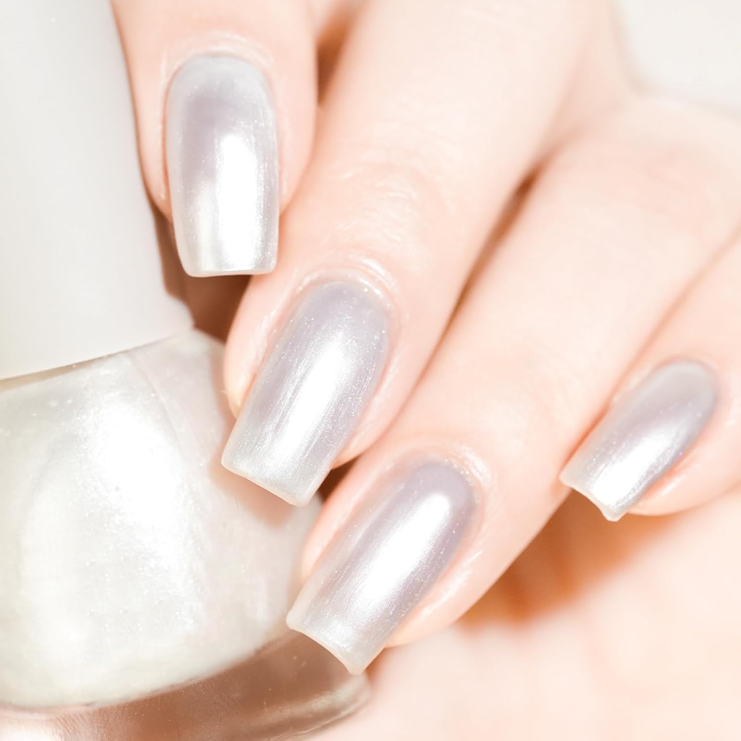 COSMOO Pearl Nail Polish, 10ml Quick Dry Nail Lacquer, Super Lustrous Nail Enamel Polish, Shimmer Iridescent Ultrachrome Art Varnish, 0.34 fl oz (Pearl)