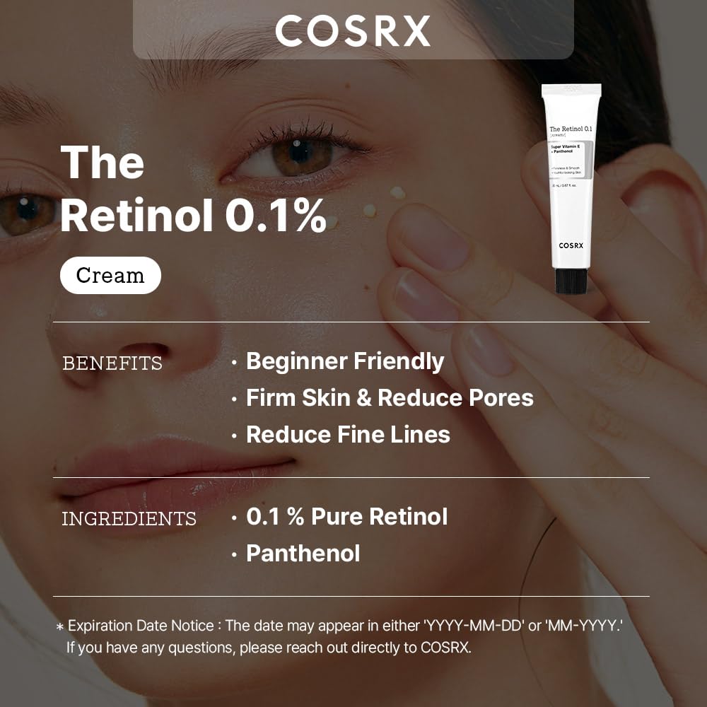 COSRX Retinol 0.1% Cream, 0.67 Oz, Anti-aging Eye & Neck Cream with Retinoid Treatment to Firm Skin, Reduce Wrinkles, Fine Lines, Signs of Aging, Gentle Daily Korean Skin Care - Image 3