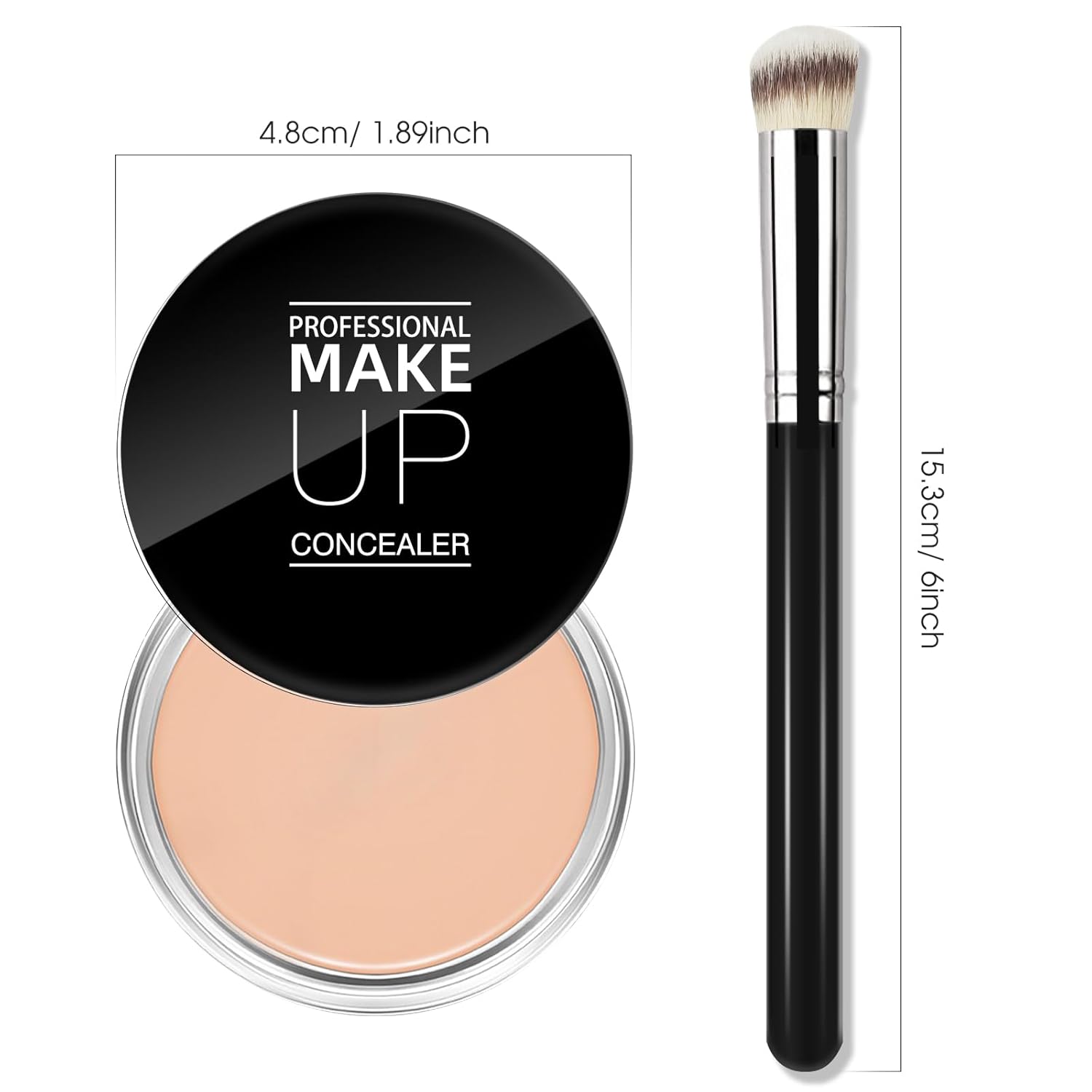 Cream Concealer Full Coverage Makeup, Matte Color Correcting Concealer with Brush, Waterproof, Conceals Blemish, Pores and Spots, Under Eye Makeup Concealer for Dark Circles (#03 NETURAL) - Image 8