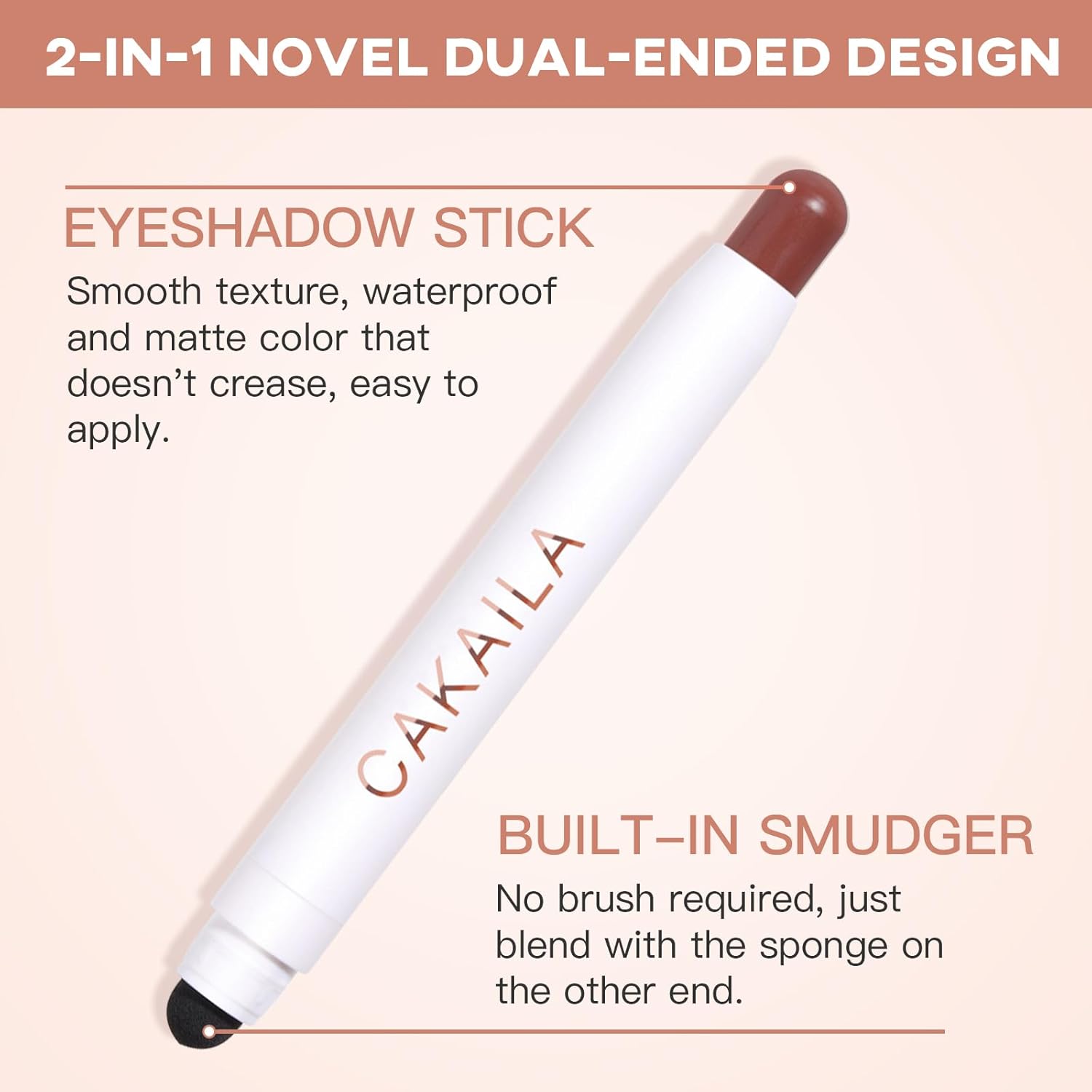 Cream Eye-Shadow Stick, Waterproof Cream Eyeshadow Pen Rotatable Creamy Eye Shadow Pencil Crayon, Matte and Shimmer Eyeshadow Makeup Stick with Sponge Smudger (03# Matte Reddish-brown) - Image 7