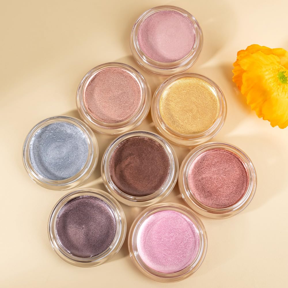 Cream Glitter Golden Yellow Shimmer Metallic Eyeshadow Palette Makeup, Natural Single Mini Instant Holographic Eyeshadow For Older Women, Sombras Crema Para Ojos, Talc, Paraben&Cruelty Free - Image 7