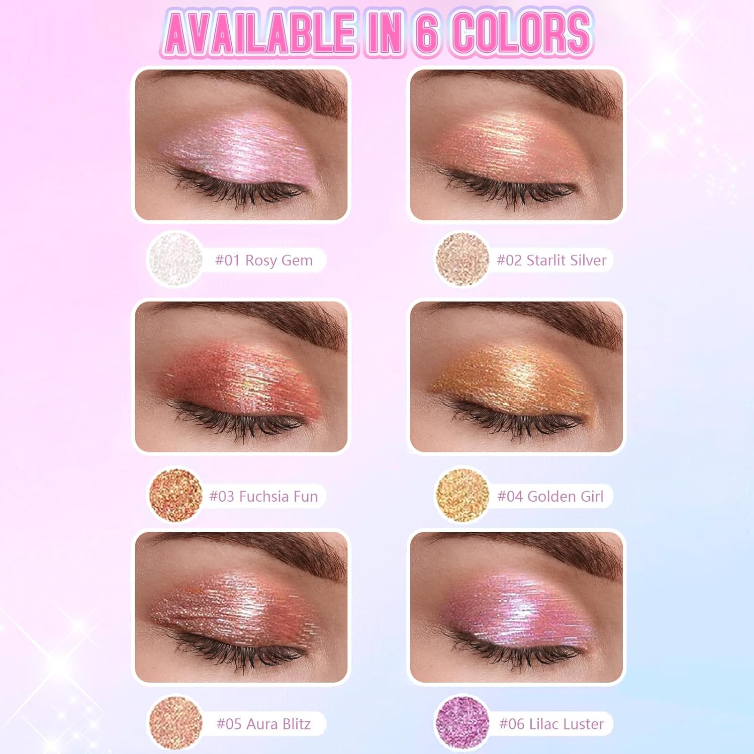 Crystal Jelly Glaze Eyeshadow Stick: Long Lasting Glitter Eye Shadow - Lightweight Highlighter Stick - Shimmering Skin Makeup for Eye, Body, Lip and Leg (01 RosyGem) - Image 2
