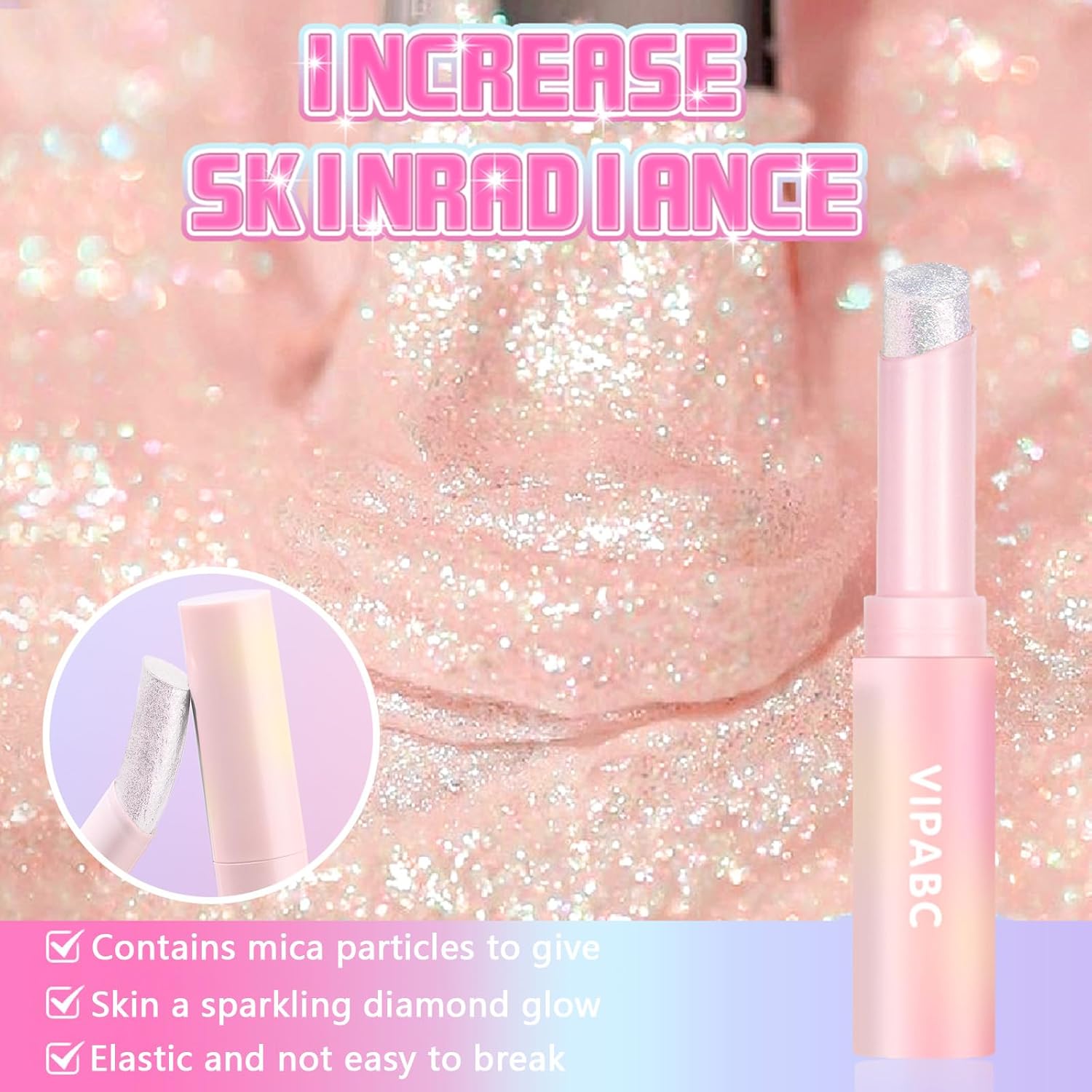 Crystal Jelly Glaze Eyeshadow Stick: Long Lasting Glitter Eye Shadow - Lightweight Highlighter Stick - Shimmering Skin Makeup for Eye, Body, Lip and Leg (01 RosyGem) - Image 3