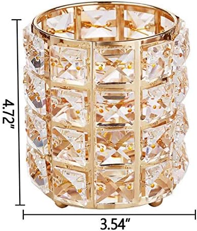 Crystal Makeup Brush Holder Organizer Eyebrow Comb Brushes Pen Pencil Cup Container Cosmetic Storage Organizer,Handcrafted Cosmetics Brushes Cup (Gold) - Image 3