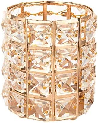 Crystal Makeup Brush Holder Organizer Eyebrow Comb Brushes Pen Pencil Cup Container Cosmetic Storage Organizer,Handcrafted Cosmetics Brushes Cup (Gold) - Image 2