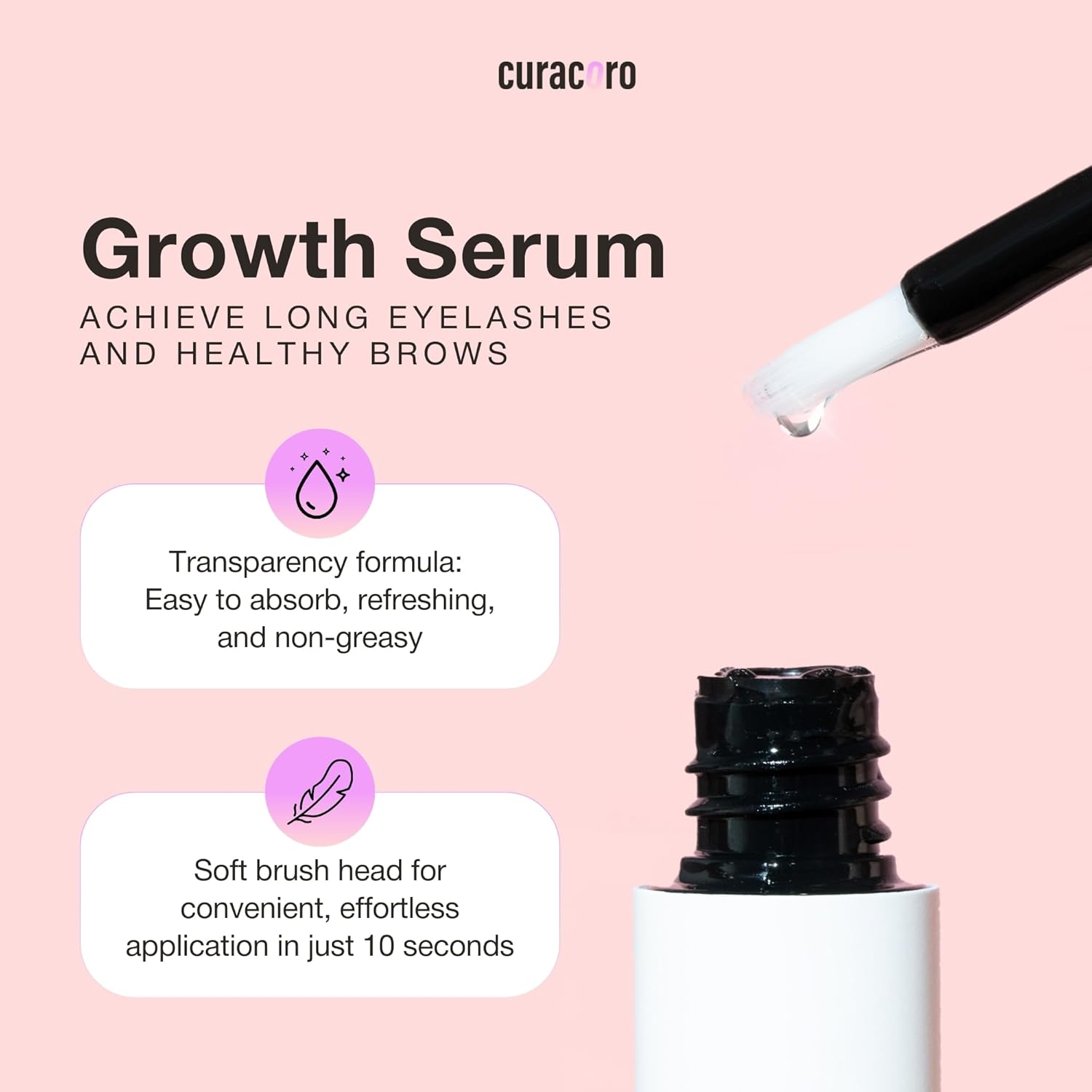 Curacoro 3x Lash Growth Serum for Extensions and Natural Lashes, 5ml Peptide Solution - Image 6