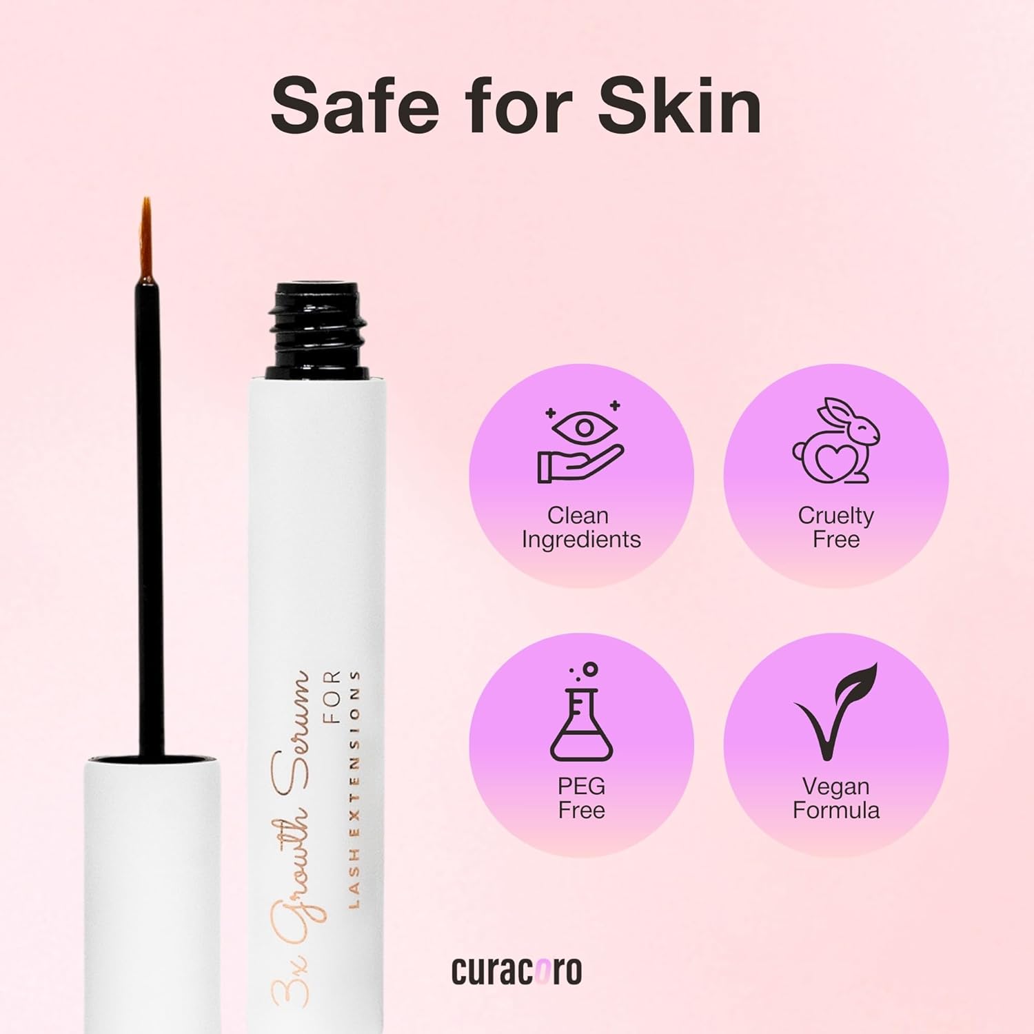 Curacoro 3x Lash Growth Serum for Extensions and Natural Lashes, 5ml Peptide Solution - Image 7