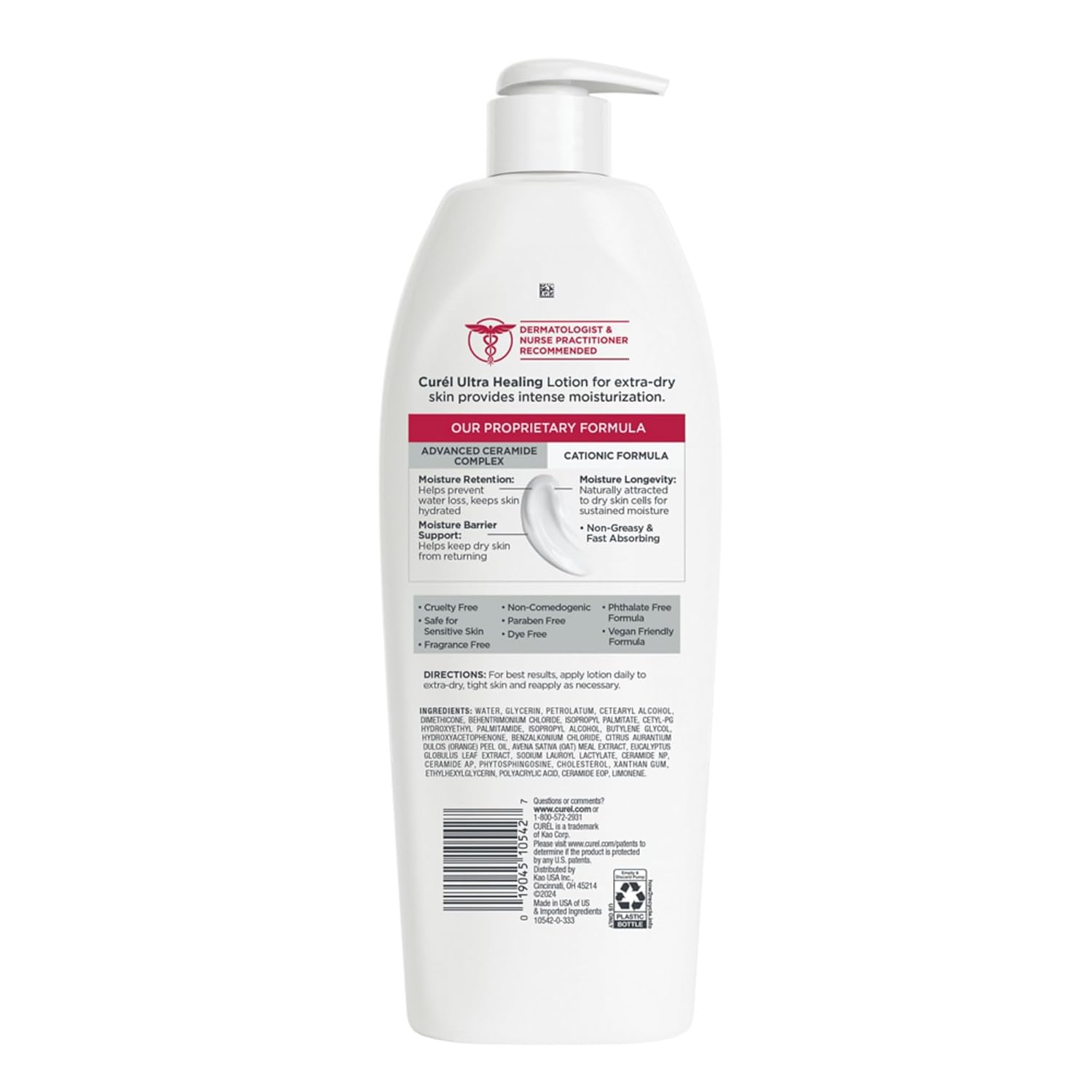 Curel Ultra Healing Intensive Fragrance-Free Lotion For Extra-Dry Skin, Dermatologist Recommended, Ideal for Sensitive Skin, Cruelty Free, Paraben Free, 20 Oz - Image 10