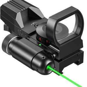 CVLIFE 1X22X33 Reflex Sight Red Dot Sight Red Green 4 Reticle Optics with Green Laser and Pressure Pad Switch for 20mm Rail