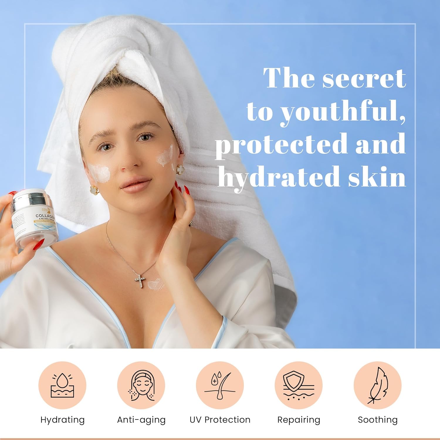 Daily Face Moisturizer with SPF 50 - Retinol, Hyaluronic Acid & Collagen with Age-Defying, Lift & Firm Cream and Sun Protection - Day & Night Repair Anti-Aging Face Moisturizer with Sunscreen | 1.7oz - Image 5