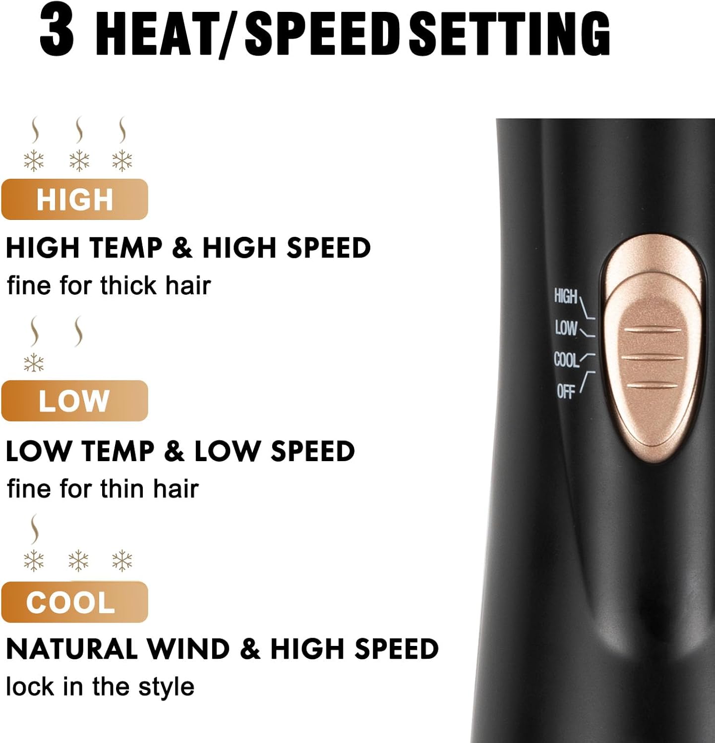 DAILYLIFE Rotating Hair Dryer Brush, Hot Air Brush with 2 Brushes (1.5" & 2"), Hairdryer, Straightener, Curling Iron, and Comb All in one - Image 7