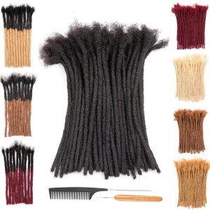 DAIXI 0.4cm and 0.6 0.8cm Thickness Options 6-18 Inch 30 Strands 100% Real Human Hair Dreadlock Extensions for Man/Women Handmade Permanent loc Extensions Bundles Can Be Dyed Bleached Curled Twisted