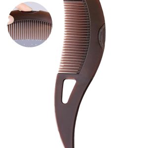 Dandruff Comb Fine Tooth Scalp Detox Comb Lice for Women, Men & Kids Stainless Steel Scalp Detoxing, Sweep & Massage Hair Brush Tool for Hair Care (Brown)