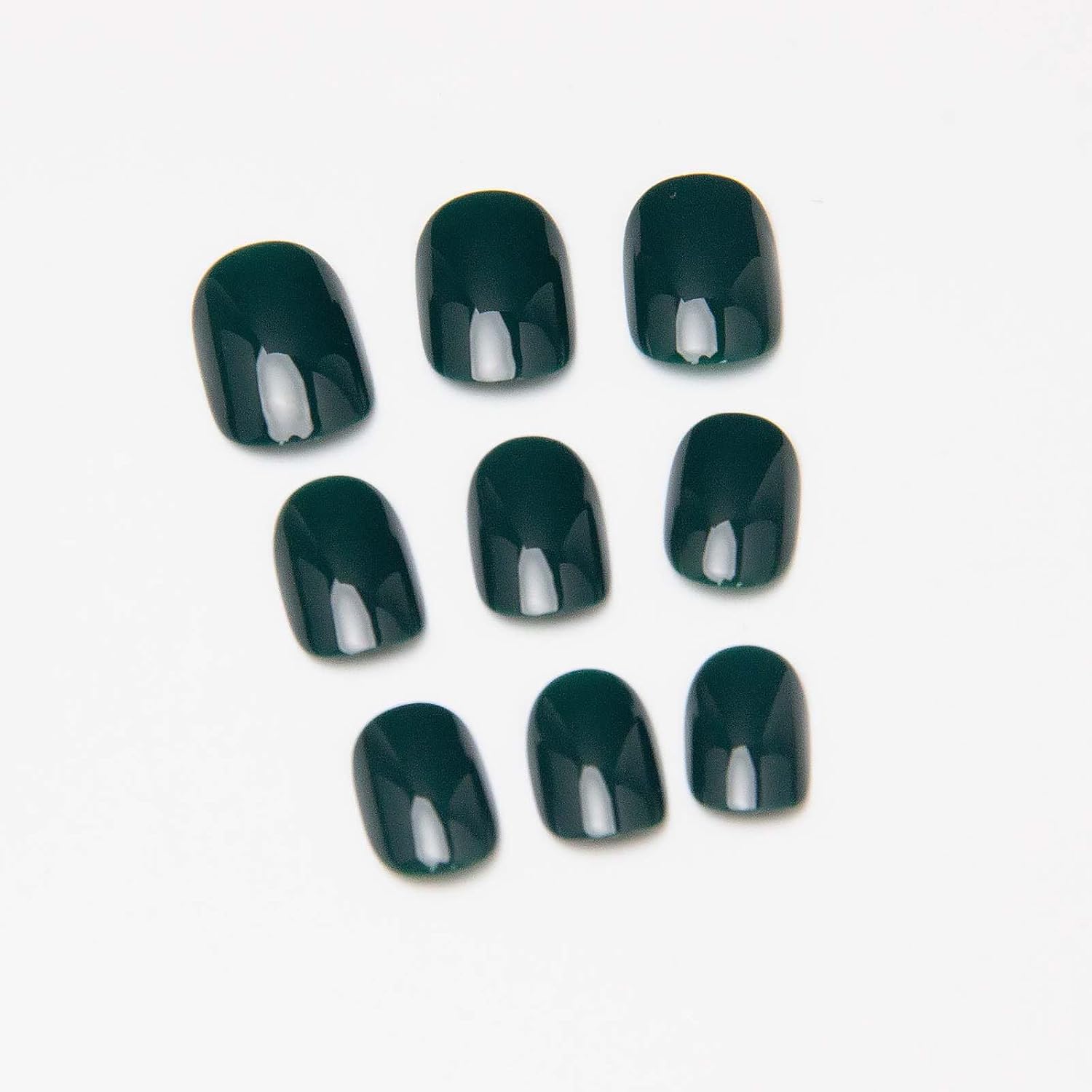 Dark Green Press on Nails Short Fake Nails Square False Nails Press ons with Solid Color Designs Spring Acrylic Nails Glossy Full Cover Stick on Nails for Women Manicure 24 Pcs - Image 5