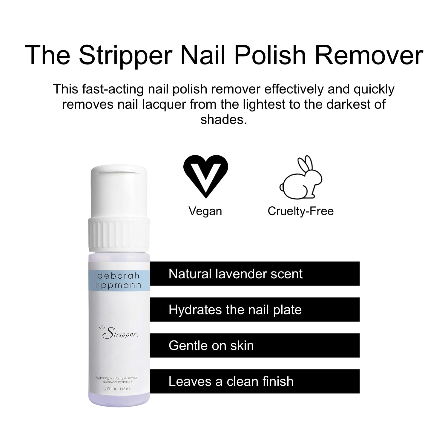 Deborah Lippmann The Stripper | Nail Polish Remover, Fast-Acting | Hydrating Aloe Vera to Prevent Dryness & No Chalky Residue | Lavender Scent - Image 3