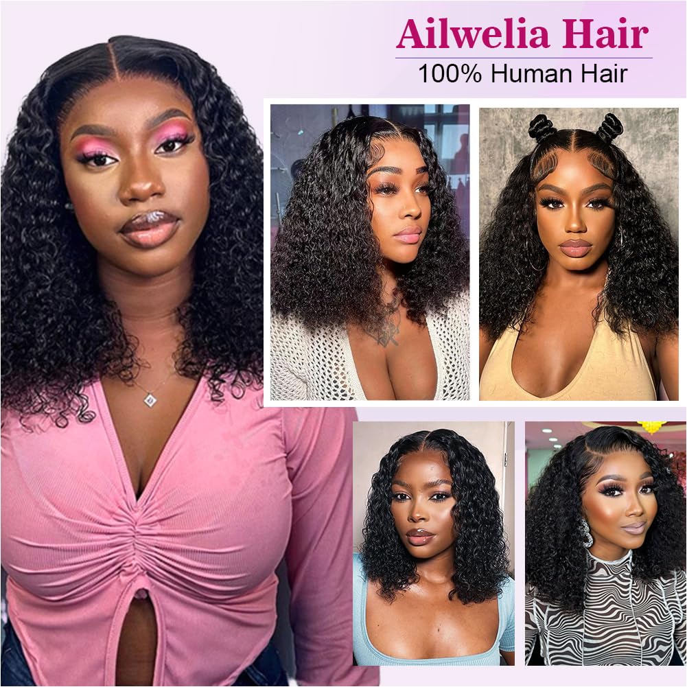 Deep Wave Bob Wig Human Hair 200% Density 5x5 Hd Lace Closure Wigs Human Hair Bob Wigs For Black Women Wear And Go Glueless Curly Bob Wig Deep Wave Wig 14 Inch - Image 7