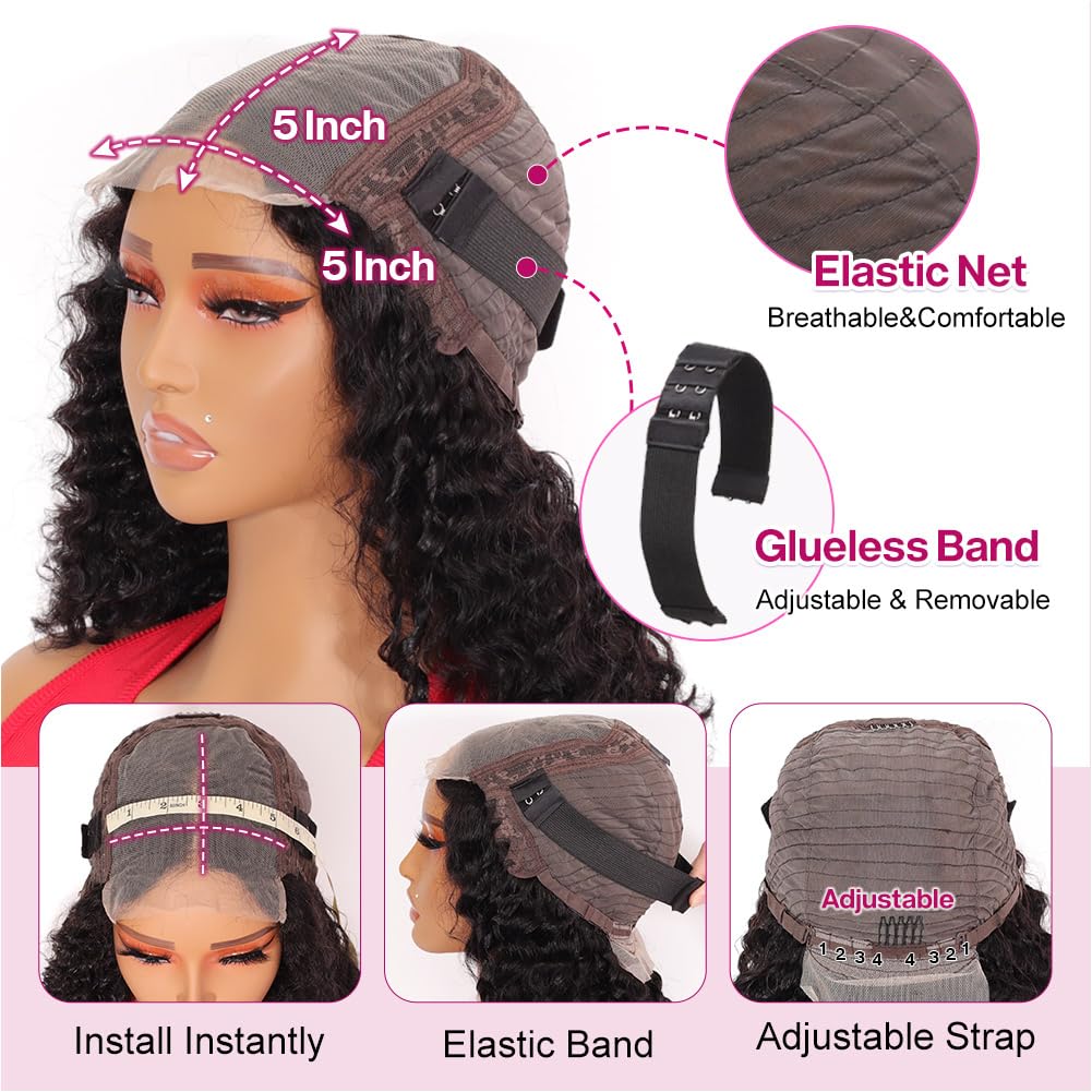Deep Wave Bob Wig Human Hair 200% Density 5x5 Hd Lace Closure Wigs Human Hair Bob Wigs For Black Women Wear And Go Glueless Curly Bob Wig Deep Wave Wig 14 Inch - Image 6