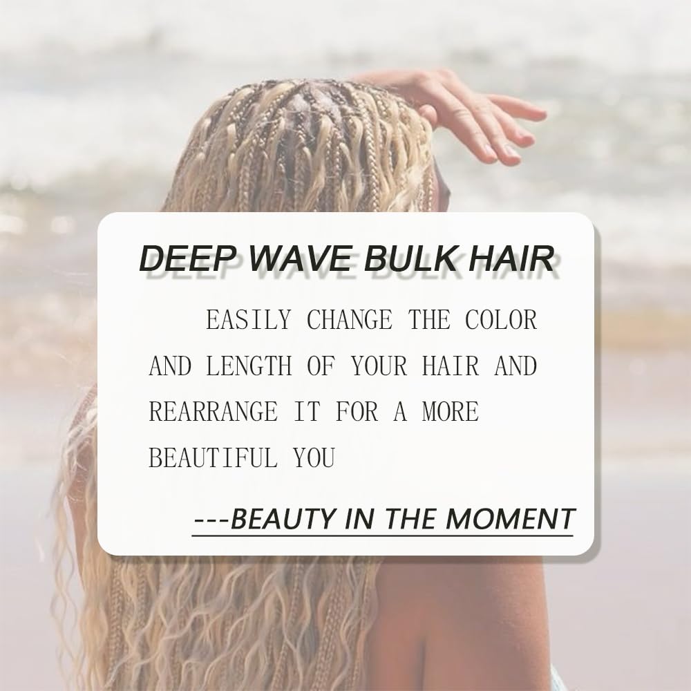 Deep Wave Bulk hair for Braiding Wet and Wavy Micro Braiding Hair No Weft Faux Deep Wave Braiding Hair Extensions for Box Boho Braids 150g with 2Bundles #30 (16Inch) - Image 6