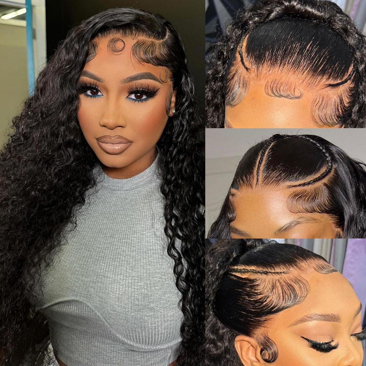 Deep Wave Lace Front Wigs Human Hair 220% Density 20 Inches HD Deep Wave Wig Human Hair Lace Front Wigs Deep Curly Human Hair Wig For Women 13x4 Deep Wave Frontal Wig Pre Plucked With Baby Hair