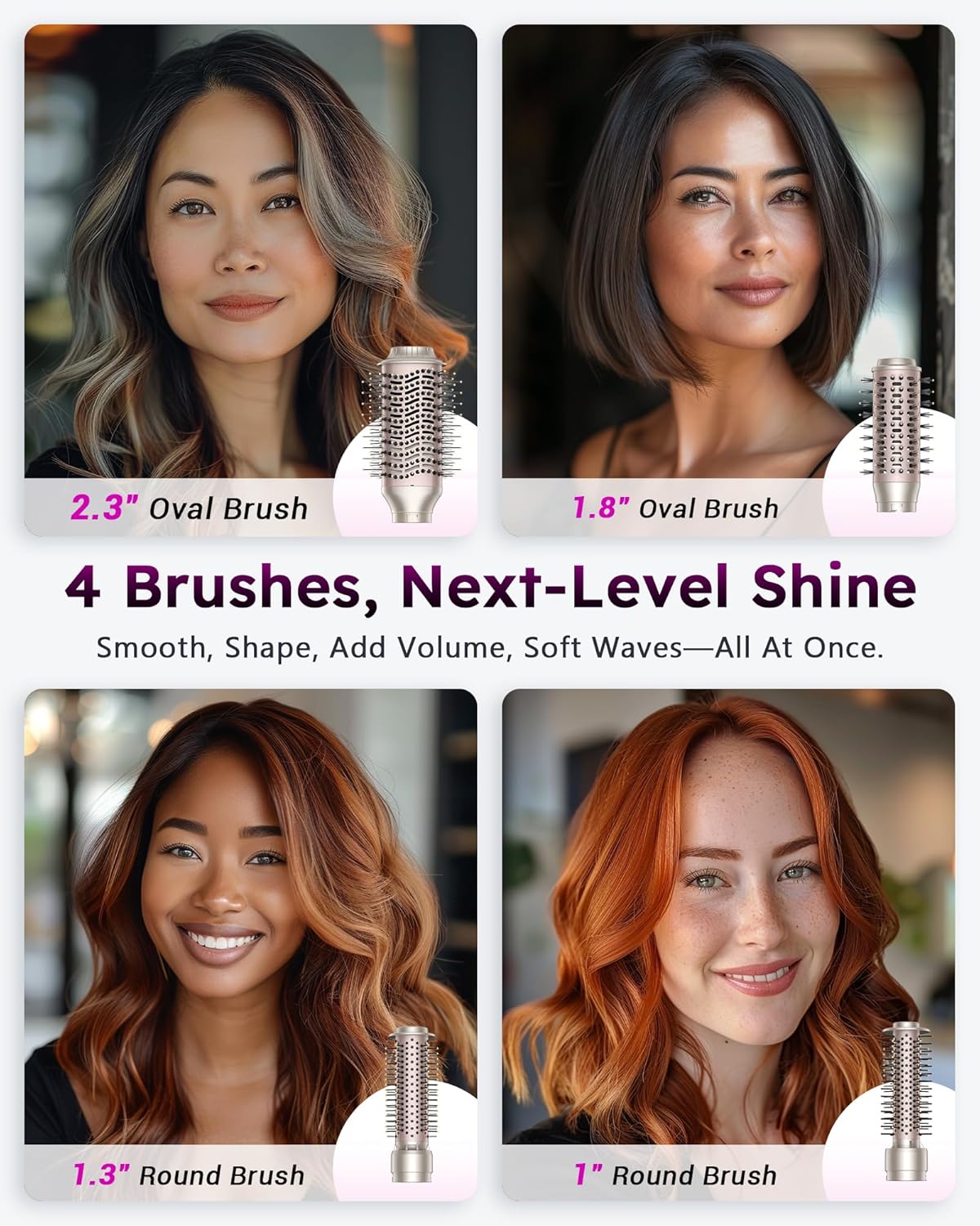 Deluxe 8-in-1 Air Styler Pro 2025 by Rylena, Hair Dryer Brush for Fast Drying, Auto Curling, Smoothing&Volumizing, 8 Attachable Heads, 110,000 RPM High-Speed Multi Styler, 600M Ionic Care, Stone - Image 7