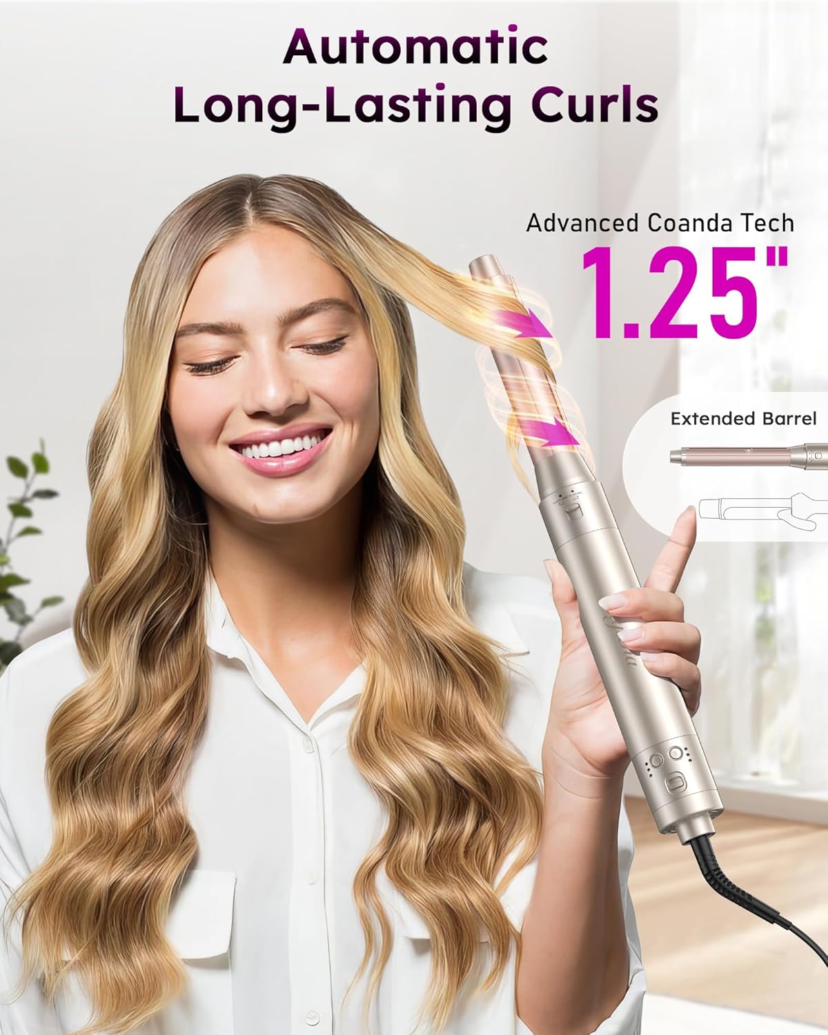Deluxe 8-in-1 Air Styler Pro 2025 by Rylena, Hair Dryer Brush for Fast Drying, Auto Curling, Smoothing&Volumizing, 8 Attachable Heads, 110,000 RPM High-Speed Multi Styler, 600M Ionic Care, Stone - Image 5