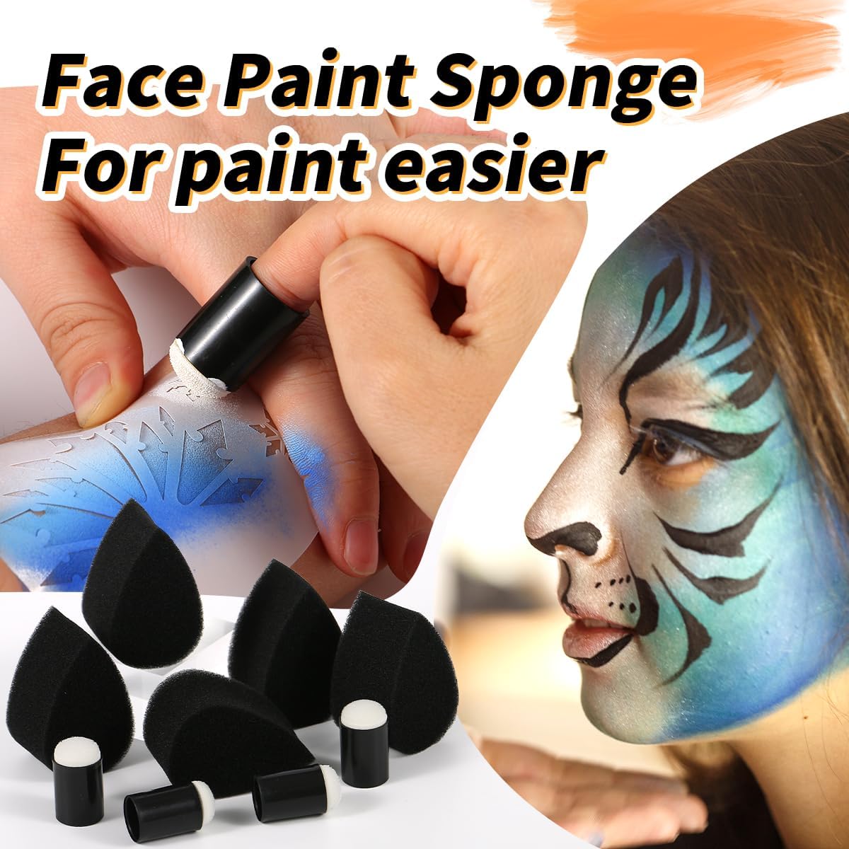Depvision Paint Brushes Set 12 Pcs Face Paint Brushes and Sponges Set Professional Paint Brushes for Acrylic Painting Acrylic Oil Watercolor Tempera Painting Artist Paintbrush for Kids Adult - Image 5