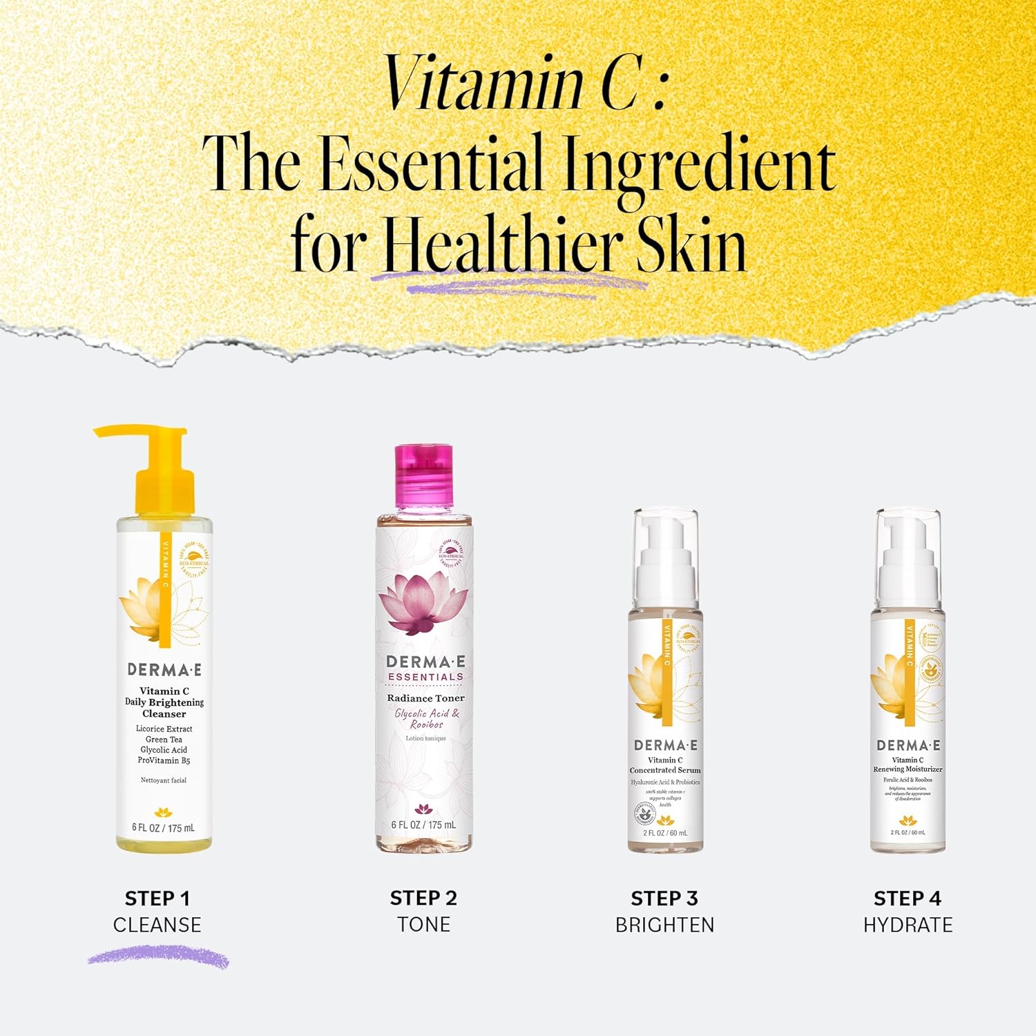 Derma E Vitamin C Cleanser - Daily Brightening & Hydrating Face Wash to Even Out Skin Tone โ Moisturizing Face Cleanser for a Radiant Glow, 6 fl oz - Image 5