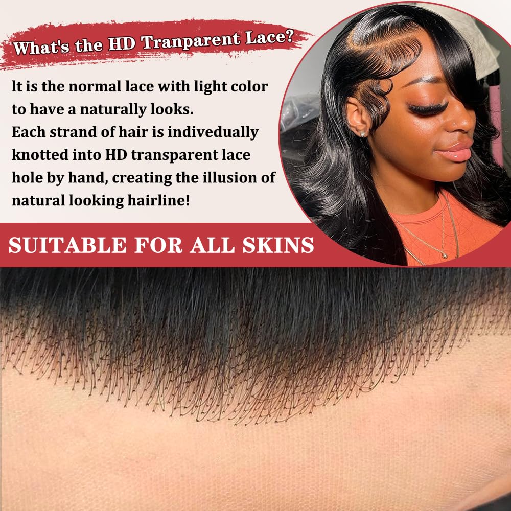 Devonia 12 Inch Body Wave Lace Front Wigs Human Hair Pre Plucked 13x4 HD Lace Frontal Human Hair Wig 180 Density Lace Front wig for Women Short Black Wig - Image 4