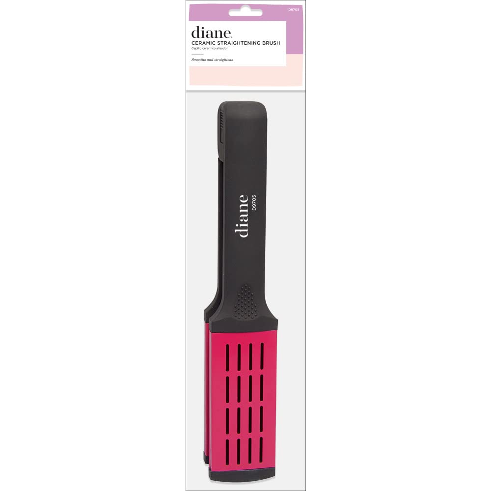 Diane Ceramic Straightening Brush with Nylon Bristles for Smoothing and Styling Thick Coarse Hair, Double-Sided Hair Straightener Brush - Image 3