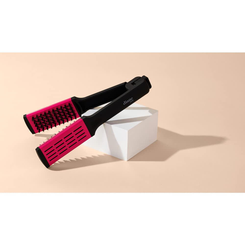 Diane Ceramic Straightening Brush with Nylon Bristles for Smoothing and Styling Thick Coarse Hair, Double-Sided Hair Straightener Brush - Image 4