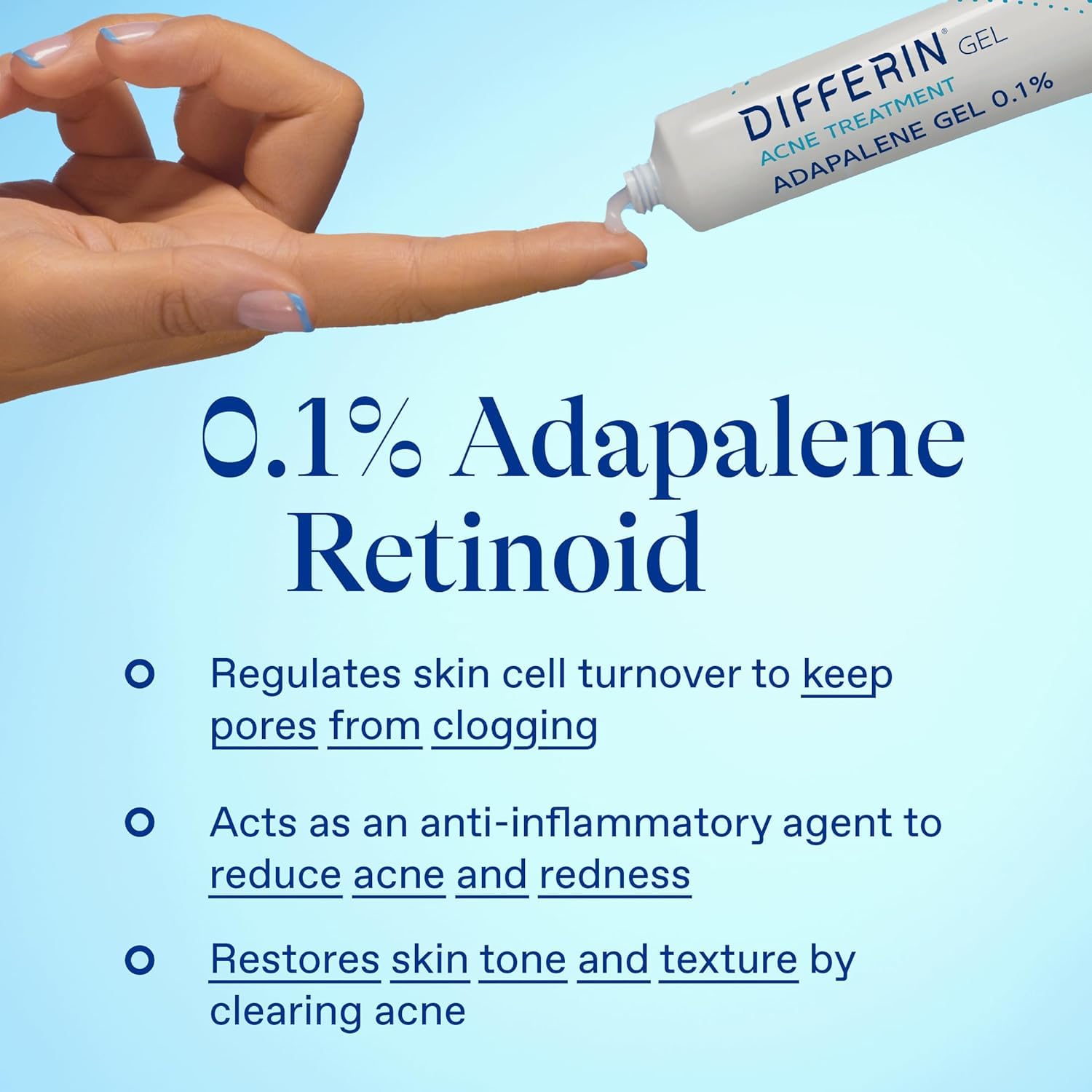 Differin Acne Treatment Gel, 30 Day Supply, Retinoid Treatment for Face with 0.1% Adapalene, Gentle Skin Care for Acne Prone Sensitive Skin, 15g Tube (Packaging May Vary) - Image 7