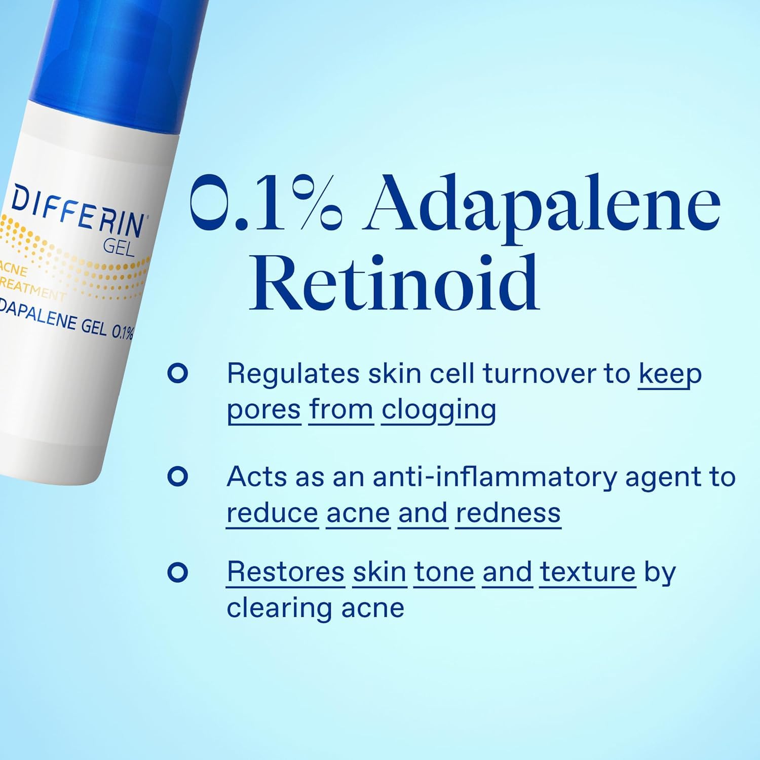 Differin Acne Treatment Gel, 90 Day Supply, Retinoid Treatment for Face with 0.1% Adapalene, Gentle Skin Care for Acne Prone Sensitive Skin, 45g Pump (Packaging May Vary) - Image 6