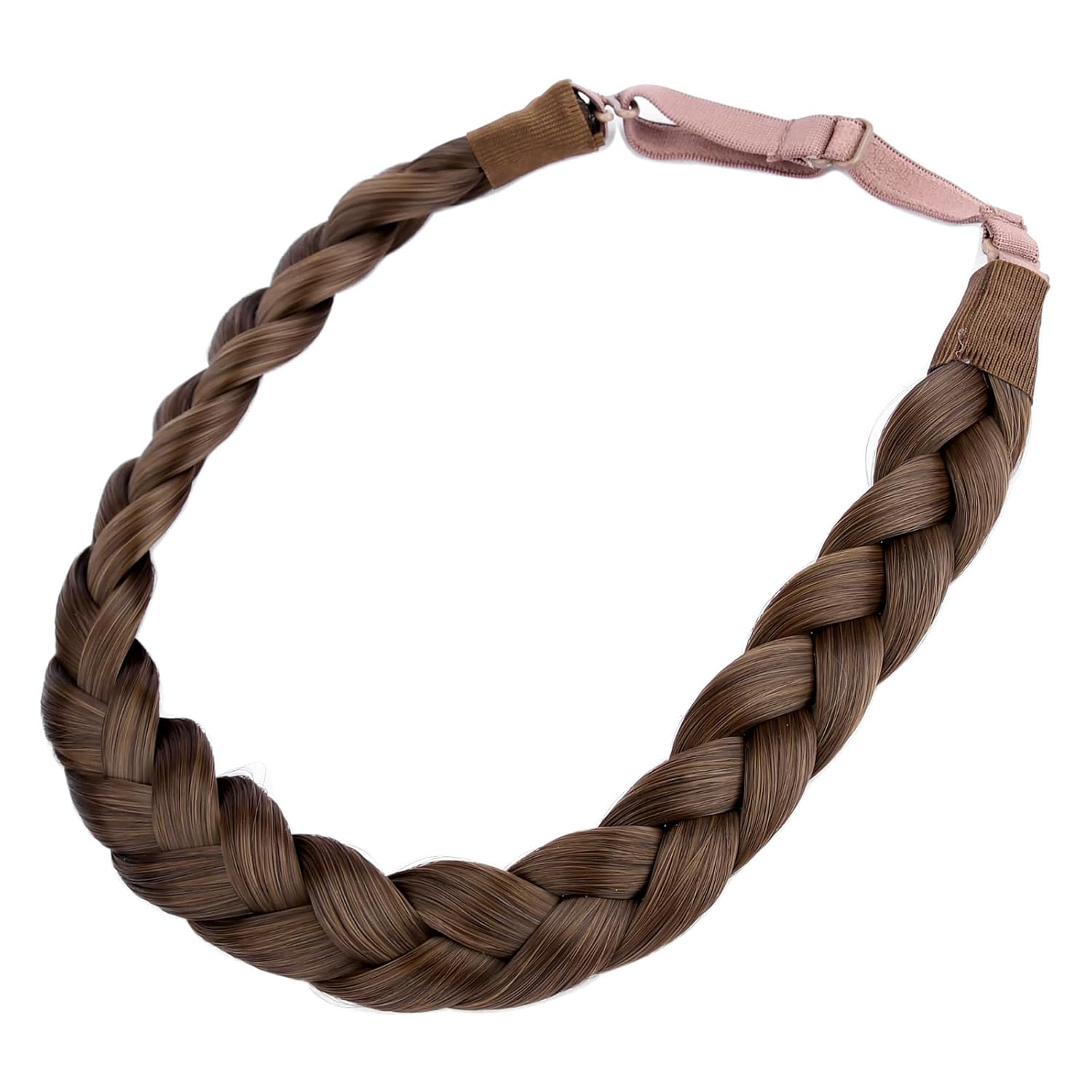 DIGUAN Synthetic Hair Braided Headband Classic Chunky Wide Plaited Braids Elastic Stretch Hairpiece Women Girl Beauty accessory, 55g aHairBeauty (#Chestnut) - Image 3